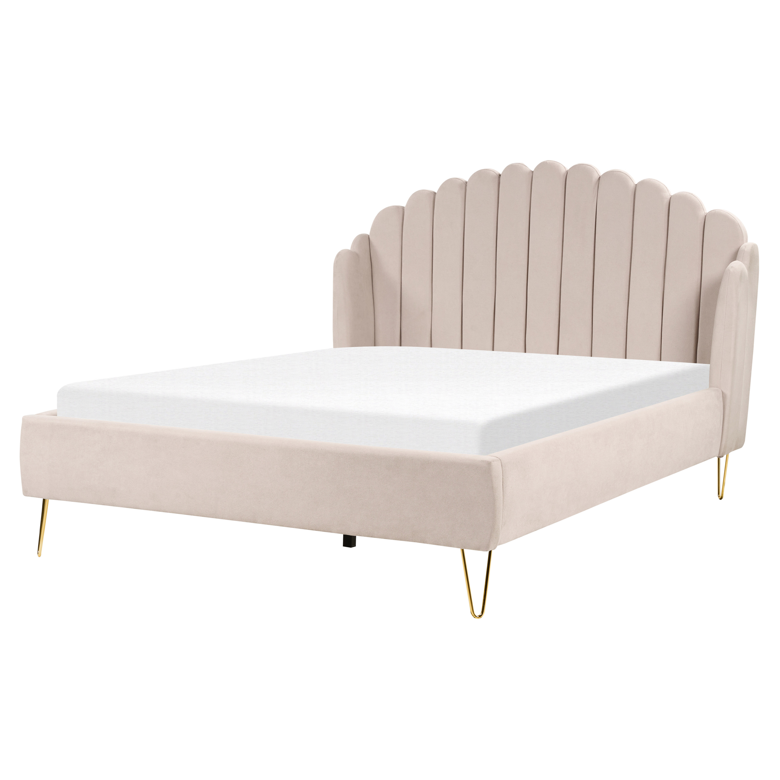 Beliani - Cama de casal em tecido creme 160 x 200 cm AMBILLOU