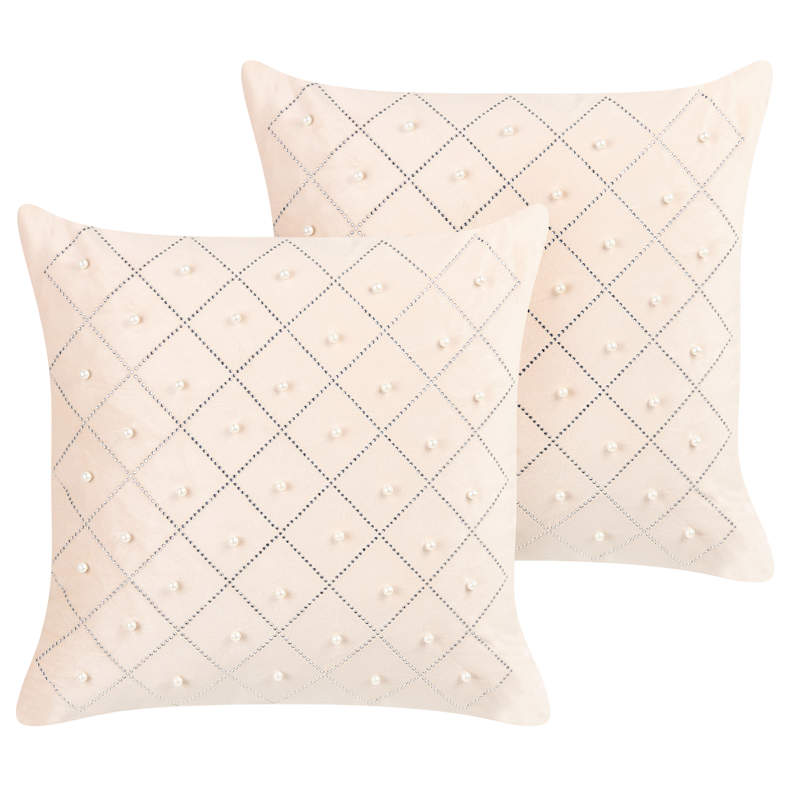 Set van 2 kussens Fluweel Beige YARROW 45 x 45 cm