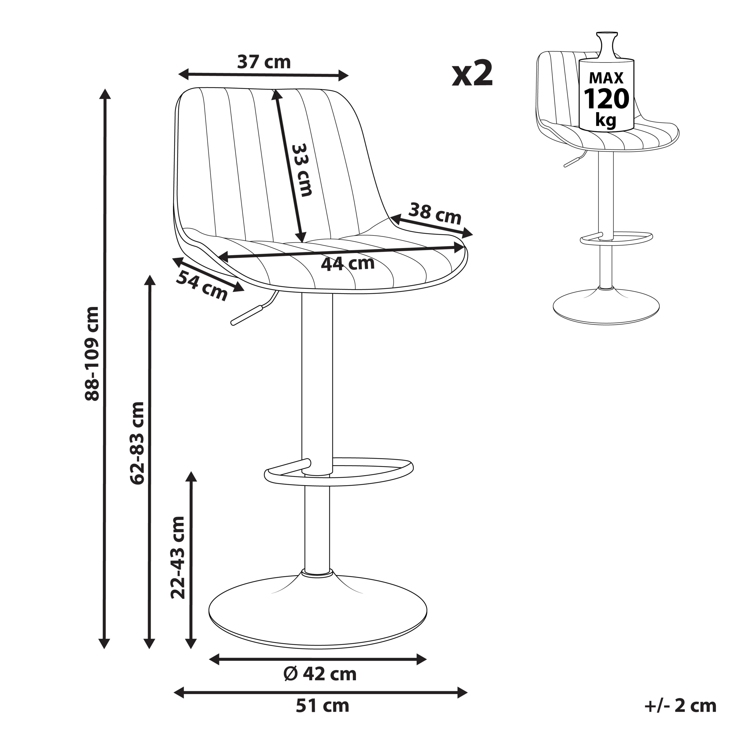 Set of 2 Bar Stools DUBROVNIK Velvet Swivel Light Beige [3]