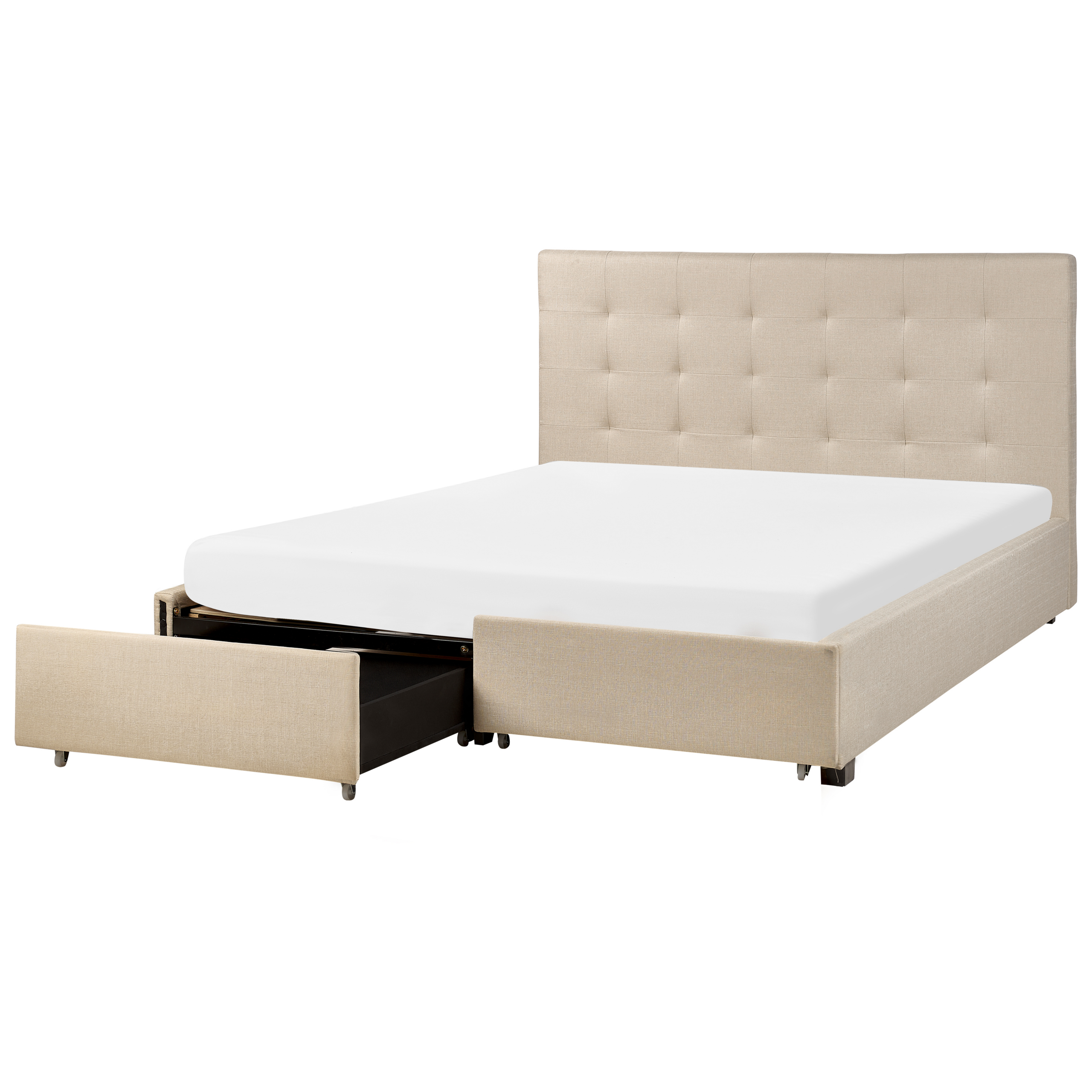 Bed met opbergruimte stof beige 160 x 200 cm LA ROCHELLE