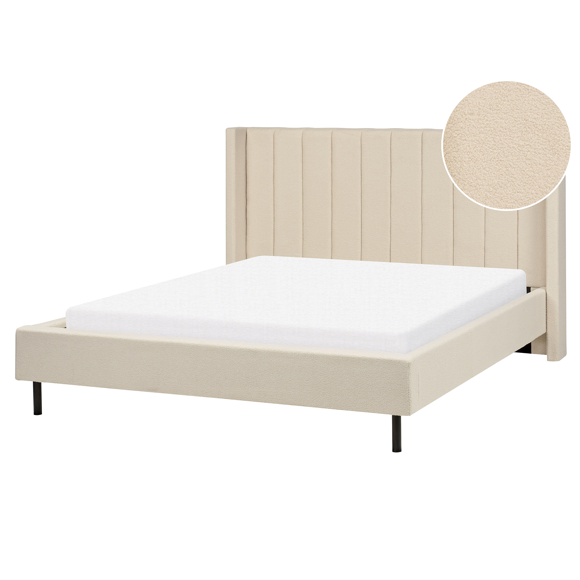 Bed bouclé beige 160 x 200 cm VILLETTE