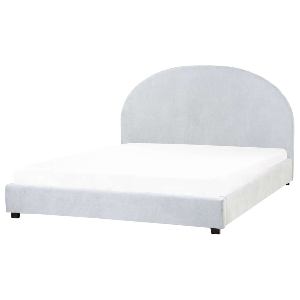 Letto matrimoniale in tessuto azzurro 160 x 200 stile retrò minimalista