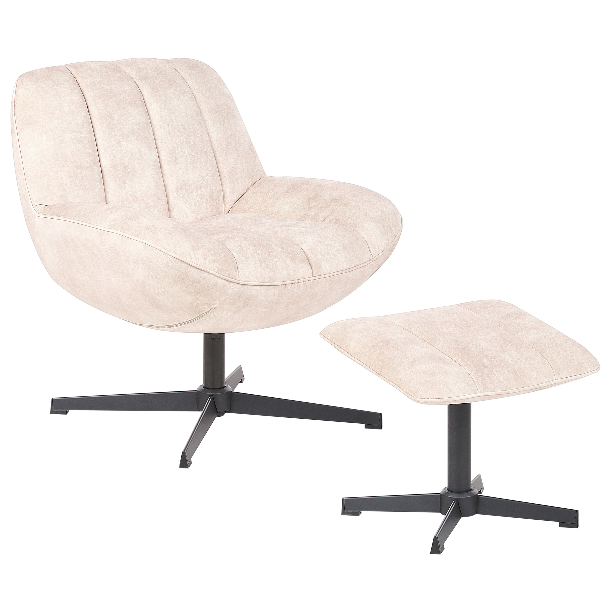 Stoel met voetenbank Beige LIA