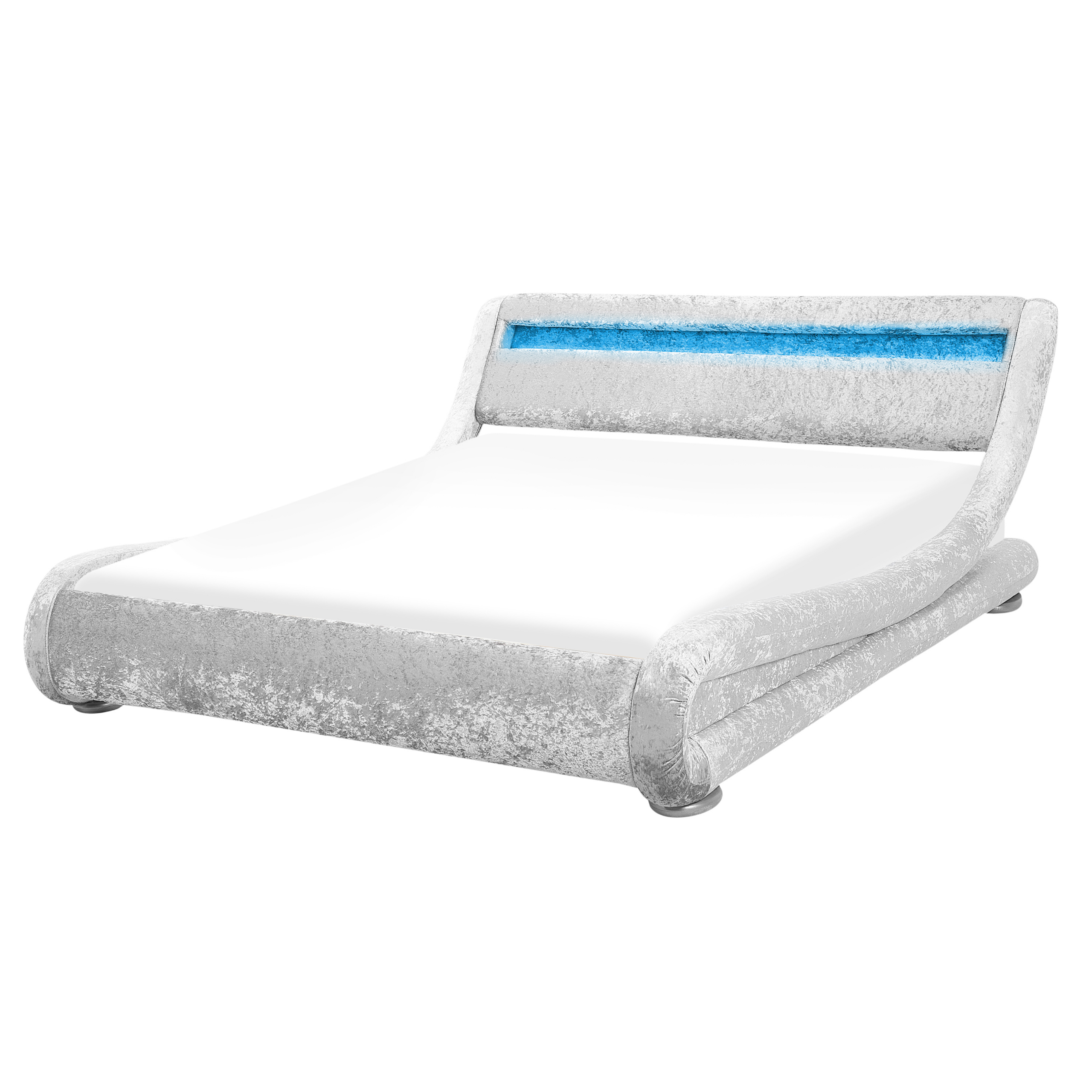 Bed met LED fluweel zilver 140 x 200 cm AVIGNON