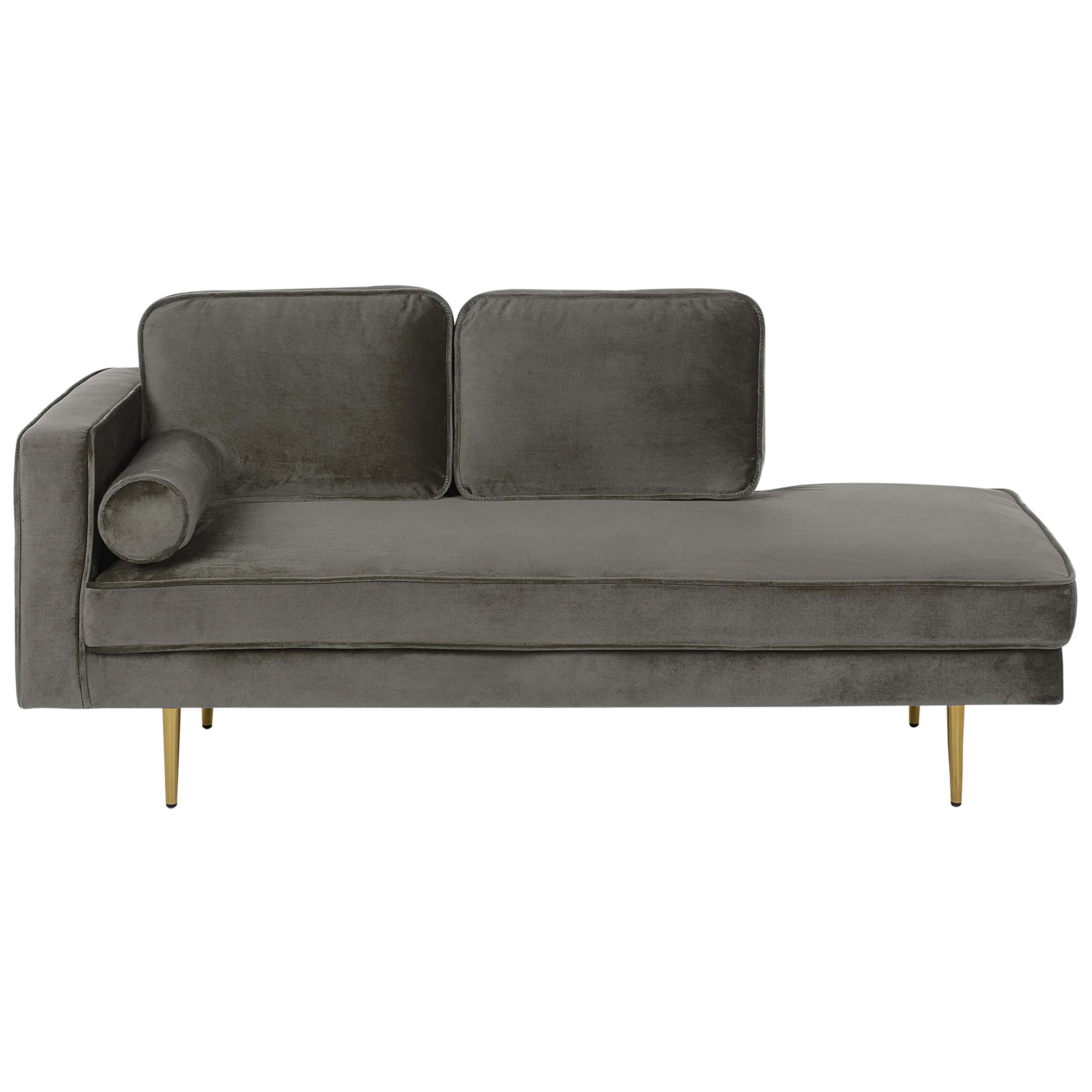 Chaise longue fluweel taupe linkszijdig MIRAMAS