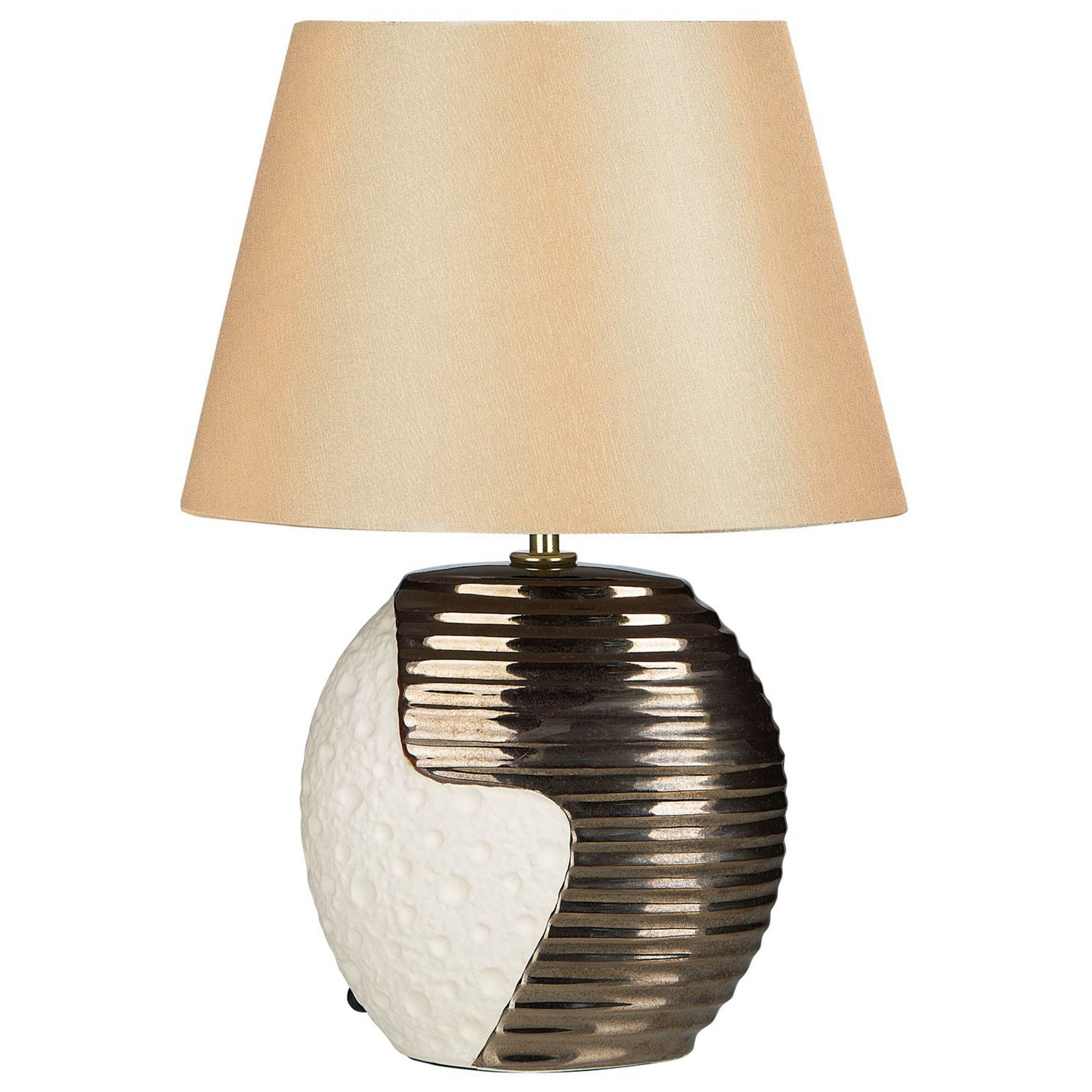 Tafellamp porselein koper/beige ESLA