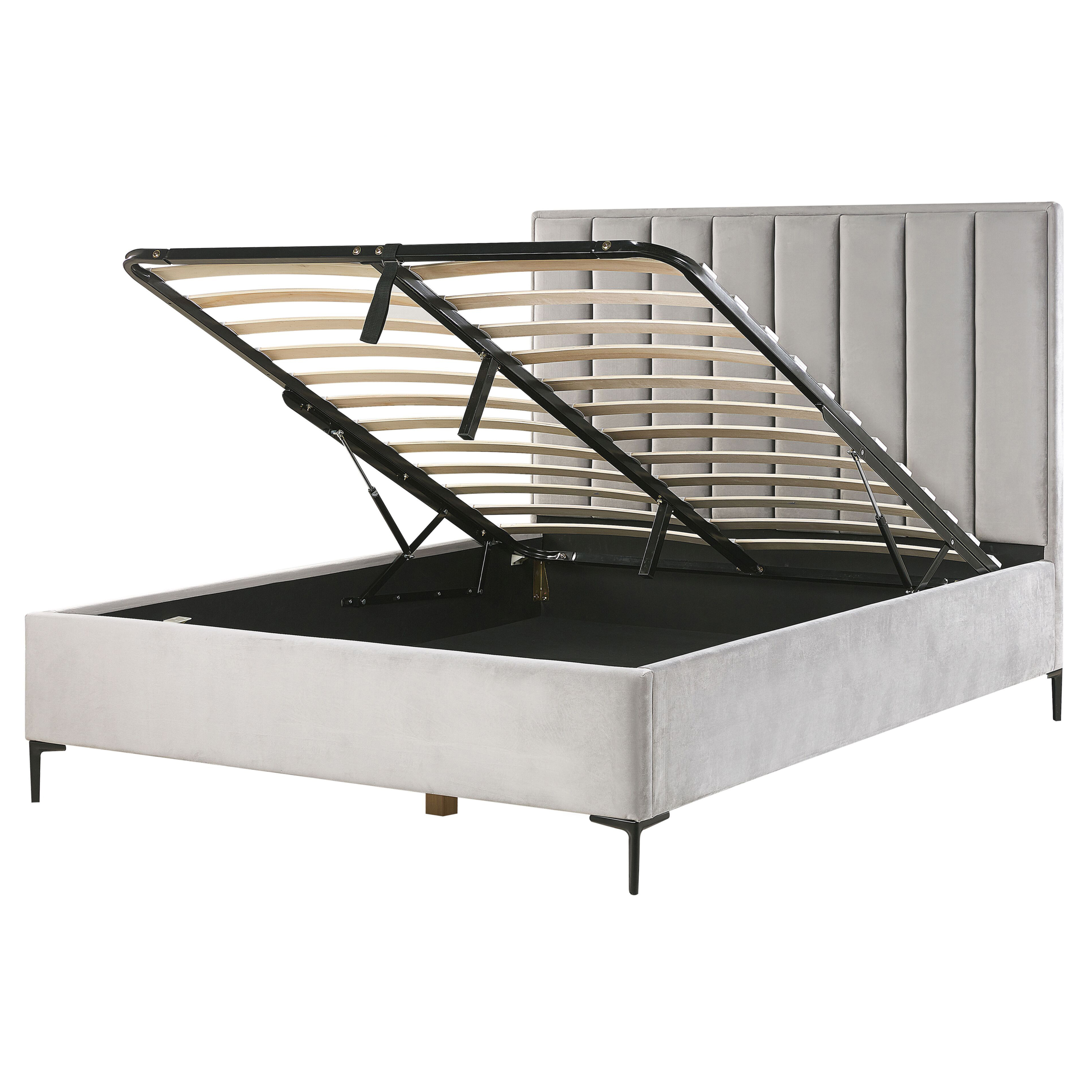 Bed met opbergruimte fluweel grijs 160 x 200 cm SEZANNE