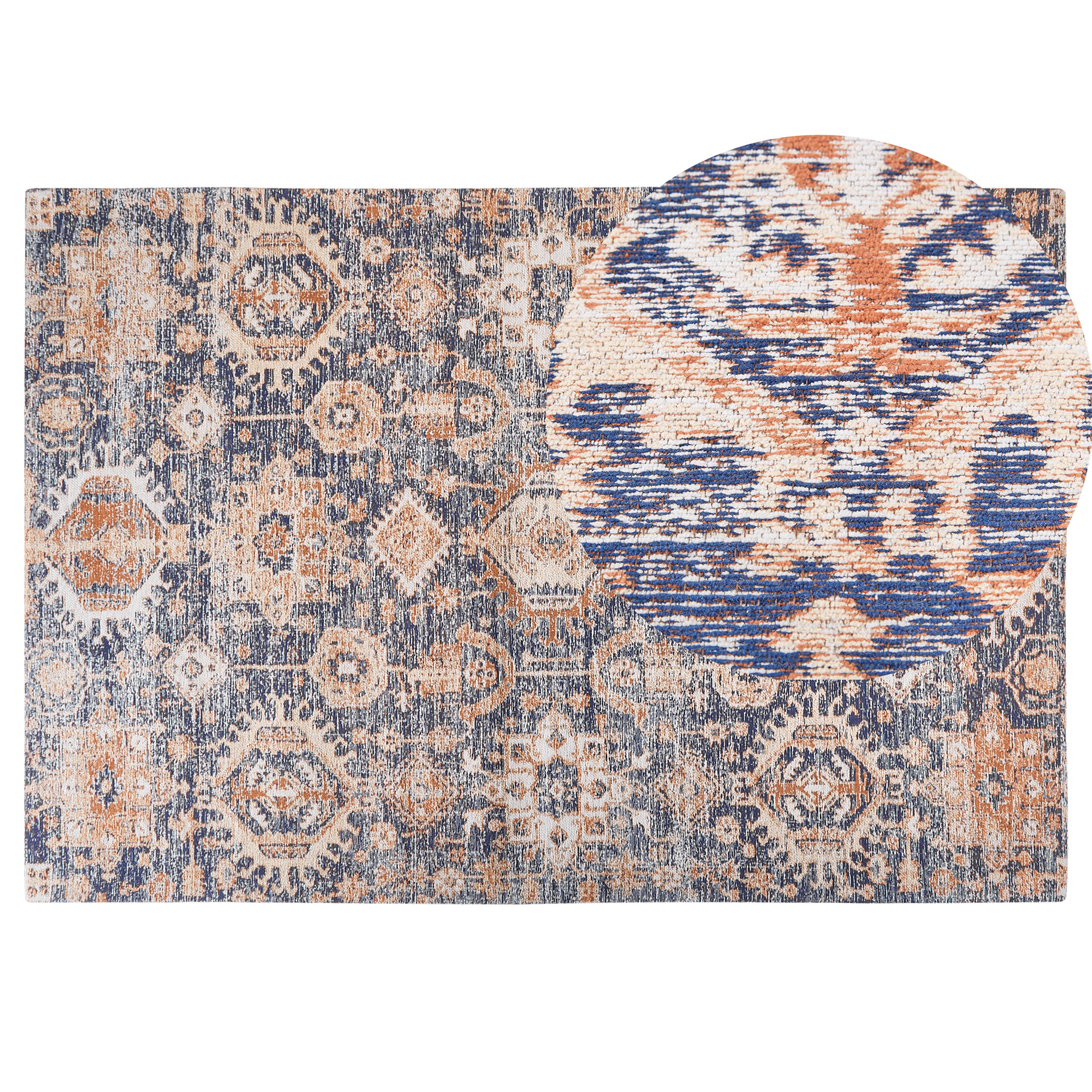 Vloerkleed katoen blauw/rood 140 x 200 cm KURIN
