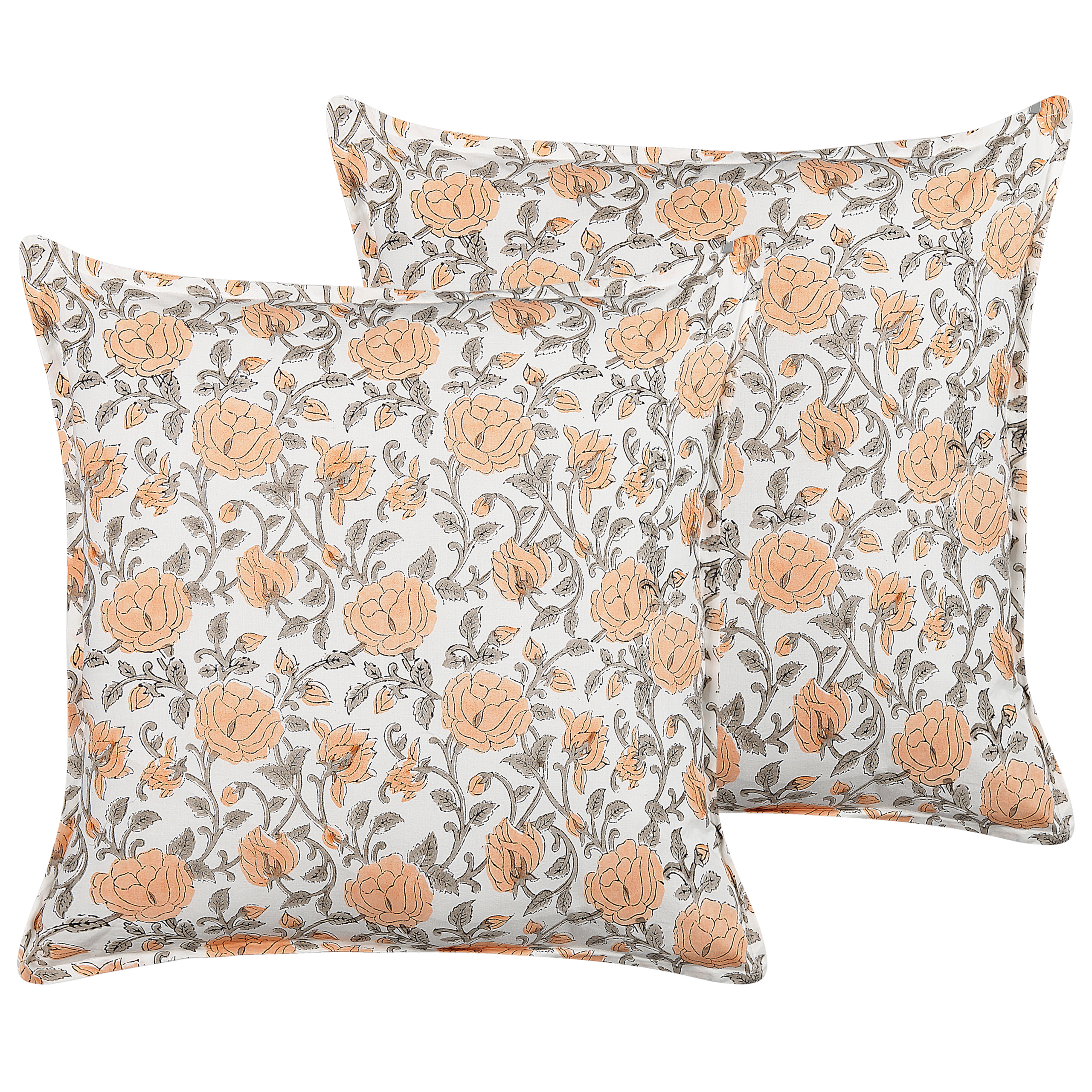 Set van 2 kussens Blokprint Katoen Rood MEADIA 45 x 45 cm