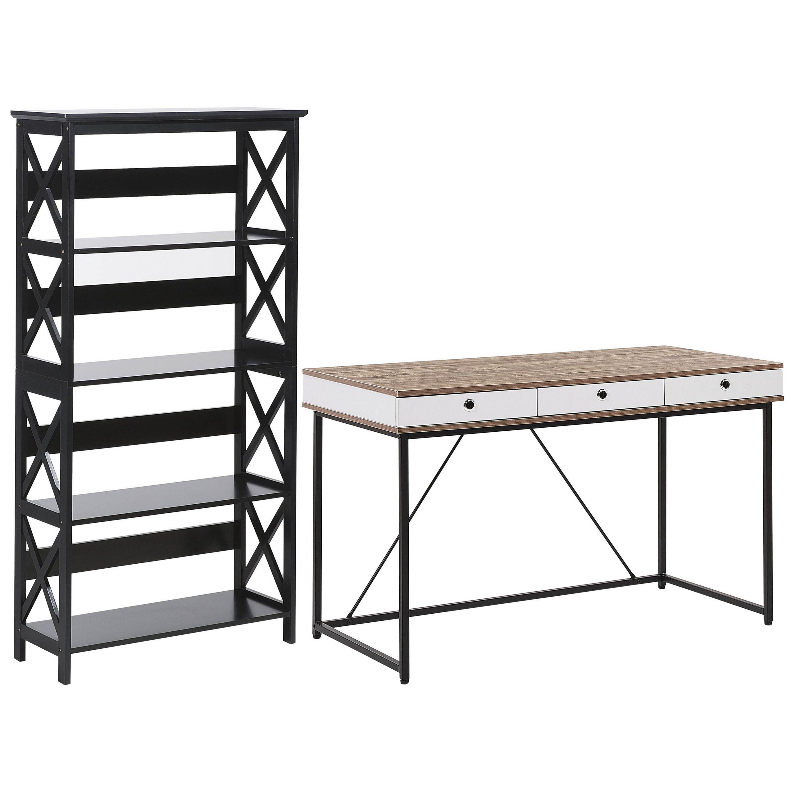 Bureauset licht hout met zwart FOSTER/HINTON