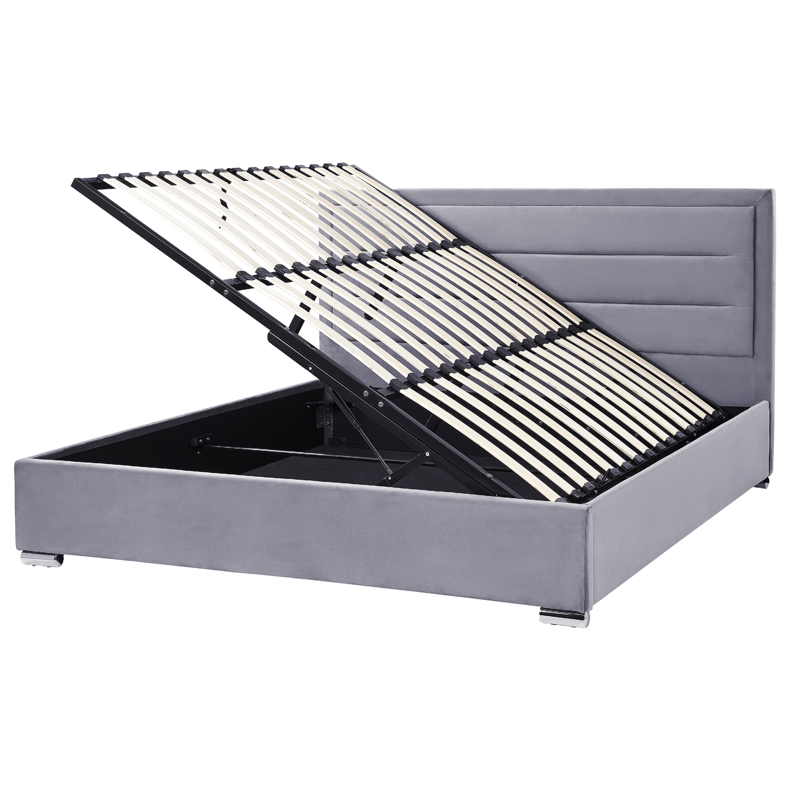 Bed met opbergruimte fluweel donkergrijs 180 x 200 cm ROUEN