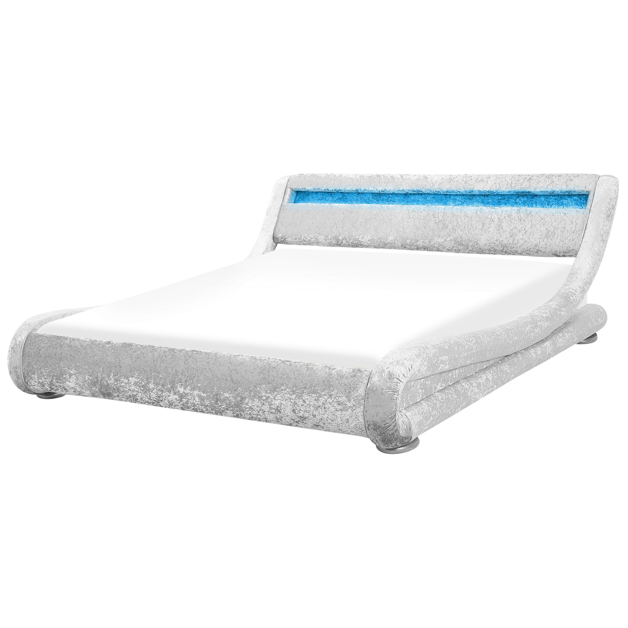 Bed met LED fluweel zilver 180 x 200 cm AVIGNON