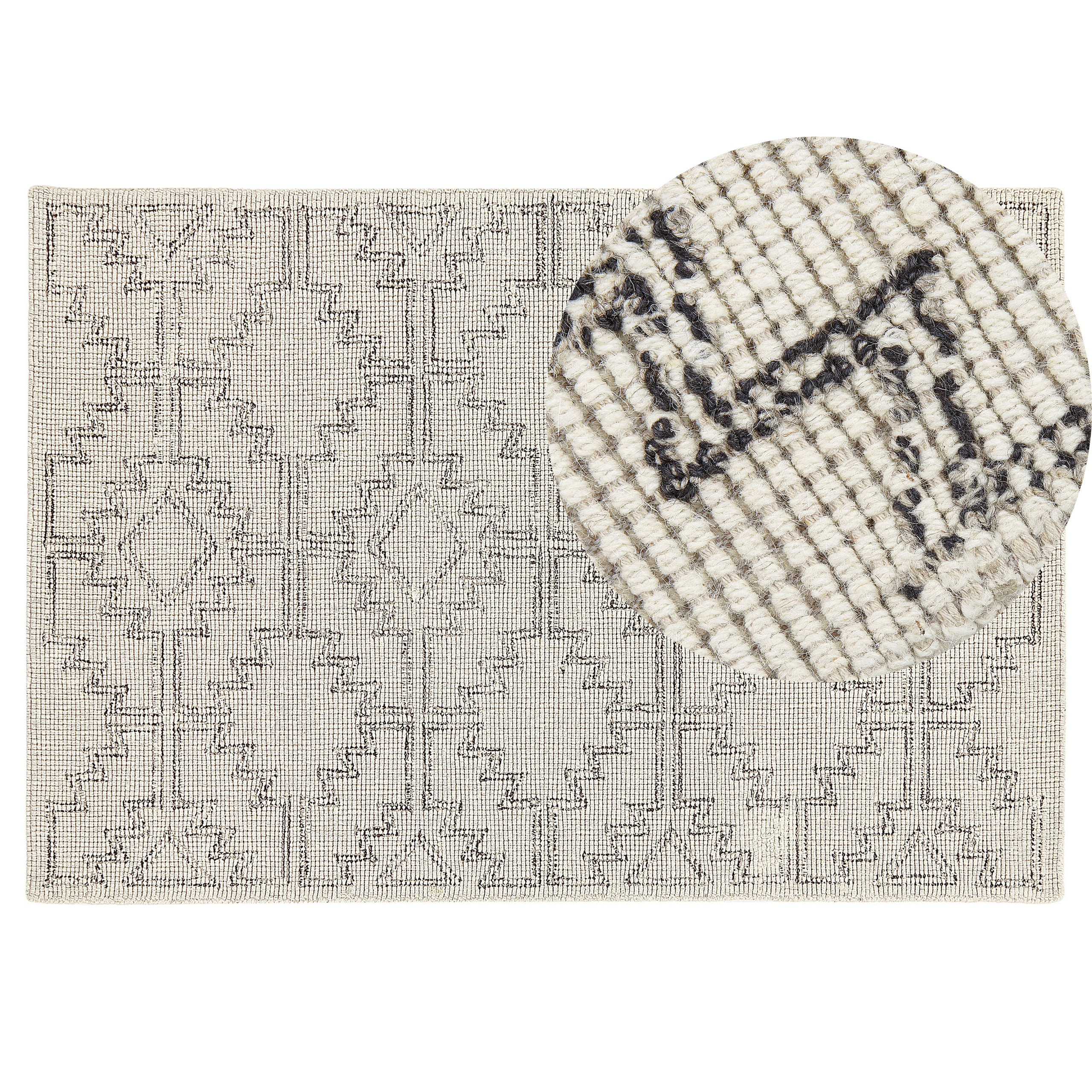Vloerkleed wol beige/zwart 140 x 200 cm URLA