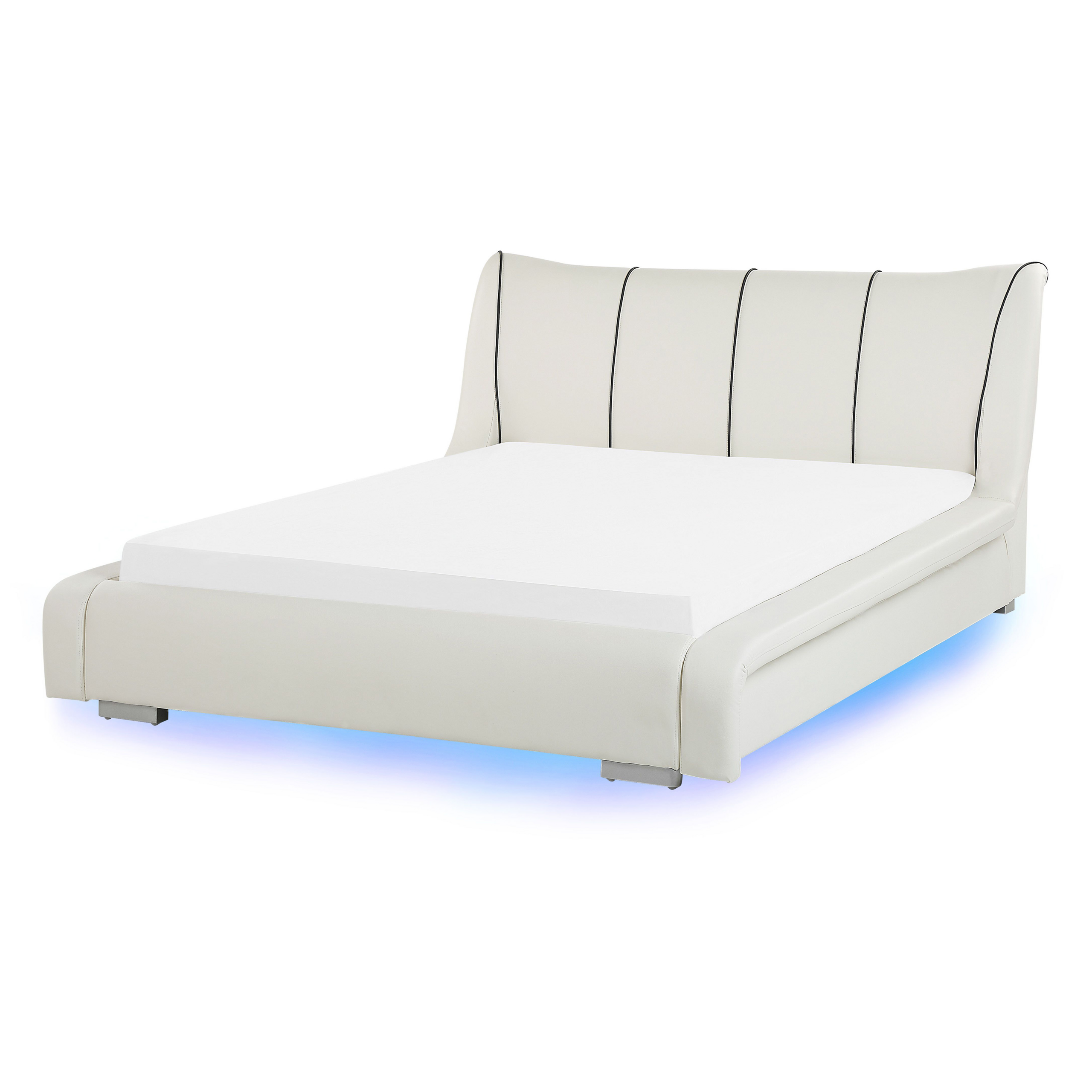 Waterbed leer wit 140 x 200 cm met LED multicolor NANTES