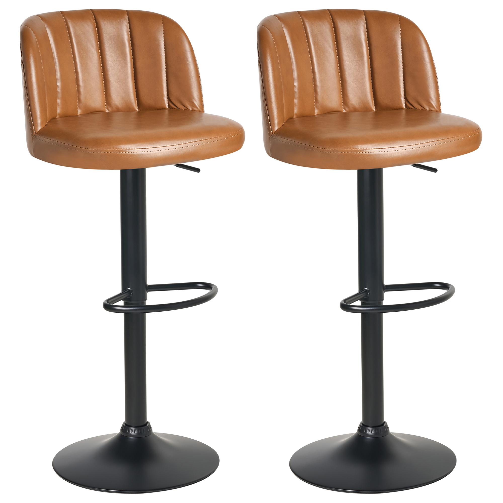 Set of 2 bar stools VLORE Eco-leather Swivel Brown [2]