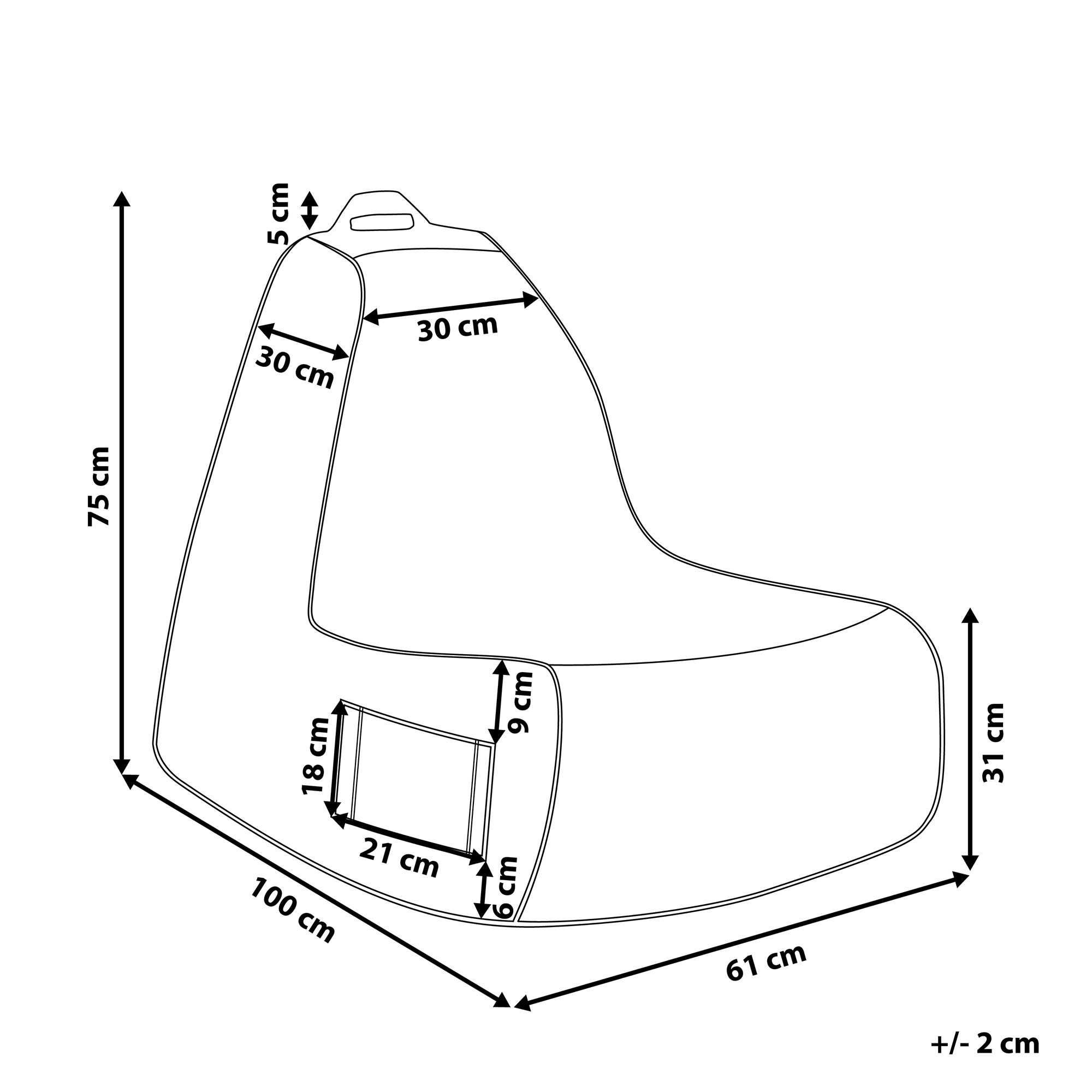 200 L SIESTA Upholstered Armchair 61 cm 100 cm Black [3]