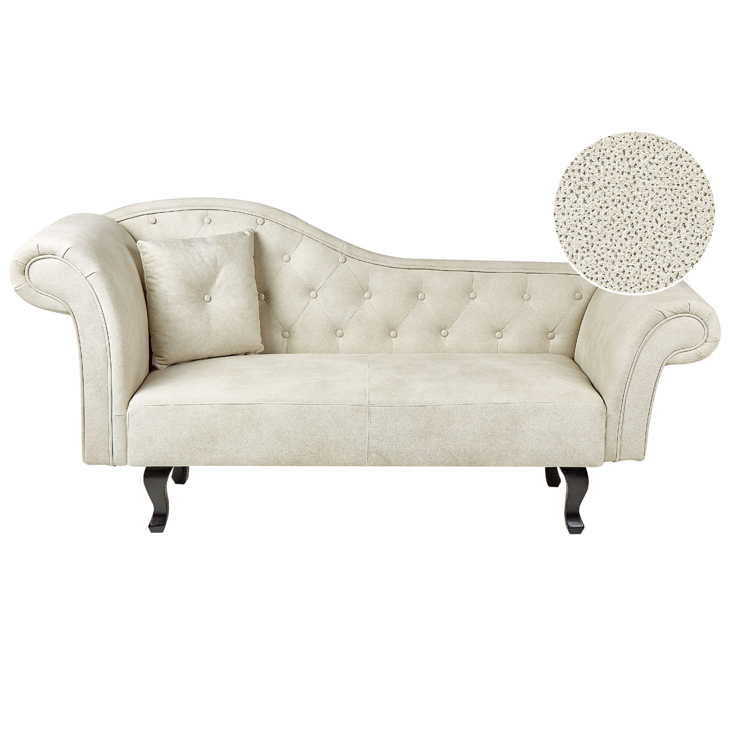 Chaise longue fluweel lichtbeige linkszijdig LATTES II
