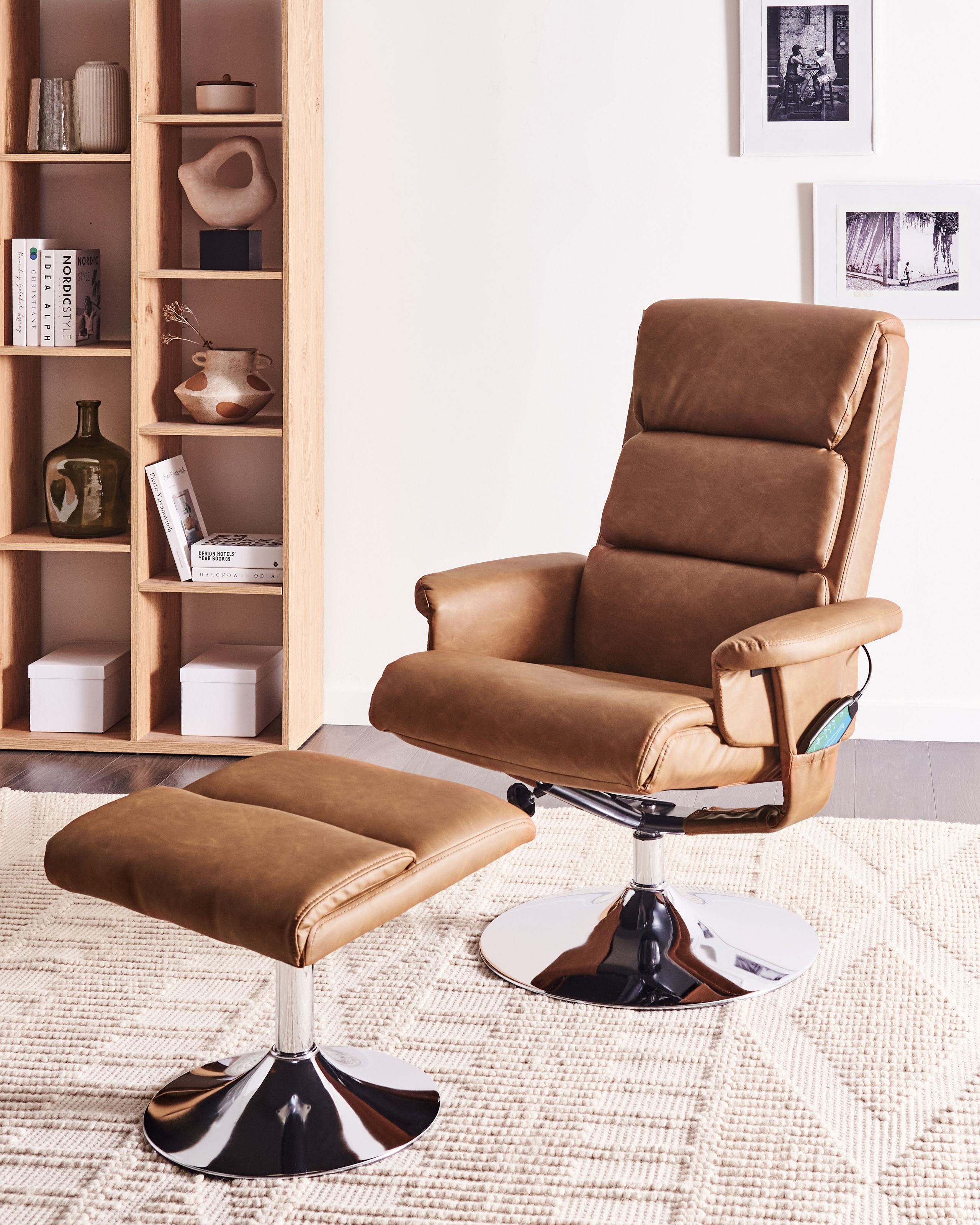 Fotoliu de masaj - LEGEND massage armchair with stool Brown eco-leather
