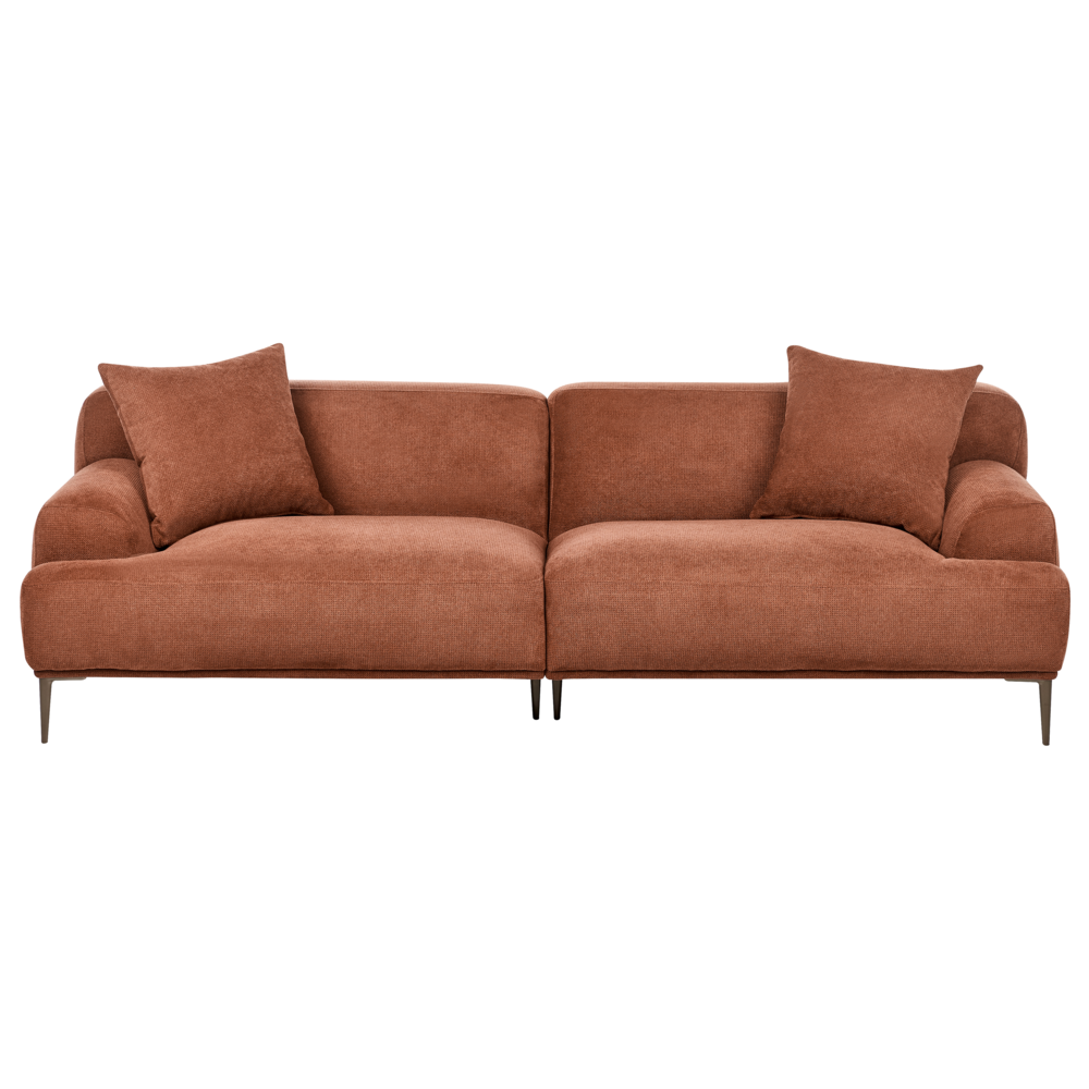 Image of Divano a 3 posti in tessuto Marrone dorato Soggiorno Stile moderno Gambe in metallo