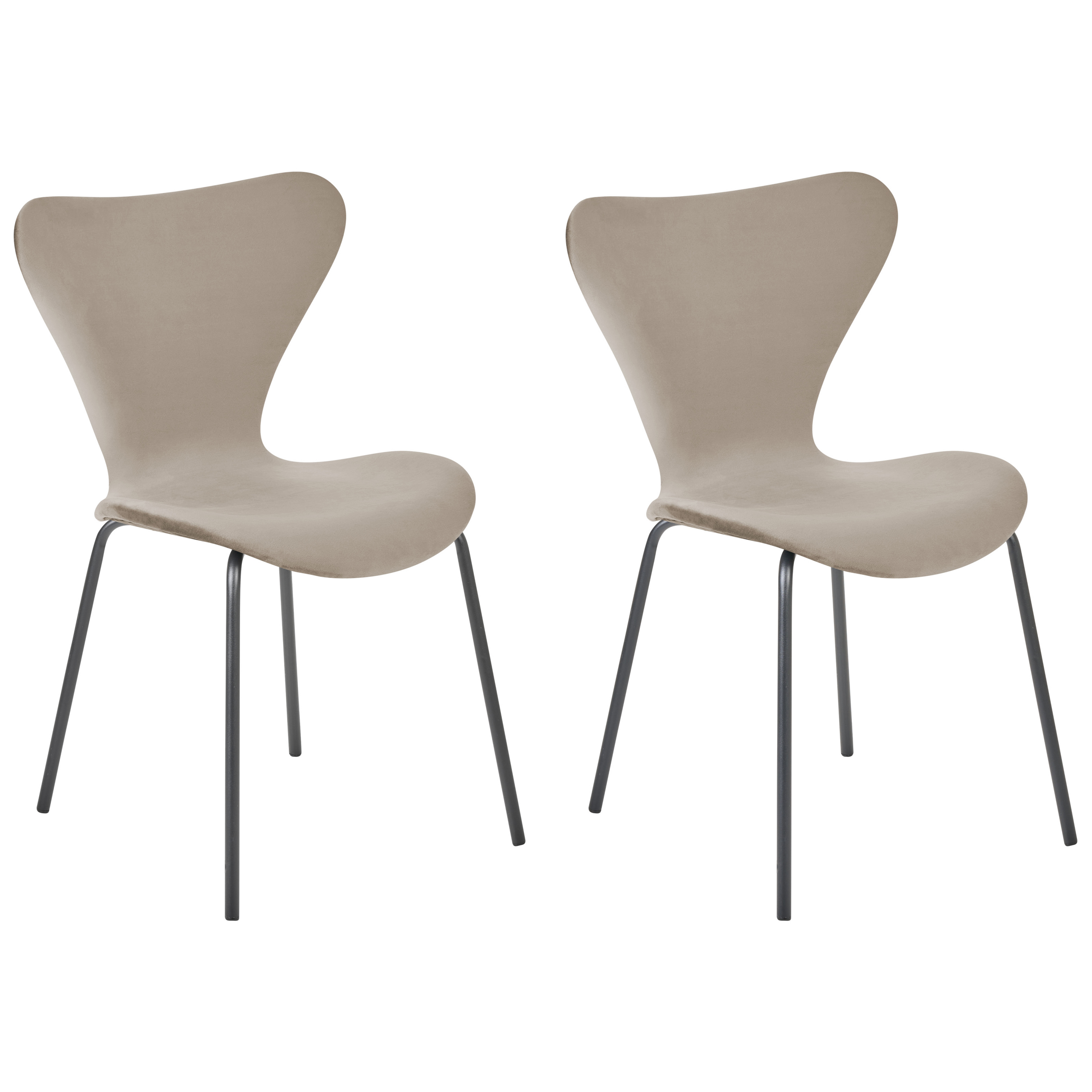Eetkamerstoel Set van 2 Fluweel Taupe BOONVILLE