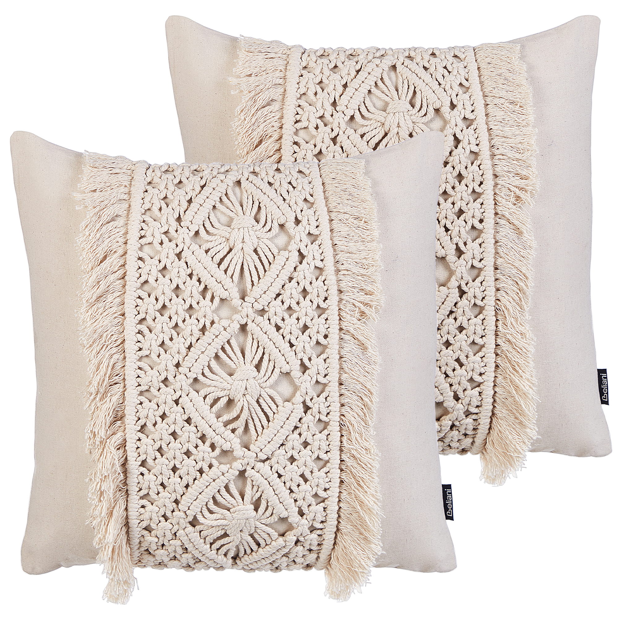 Set van 2 kussens Macramé Katoen Lichtbeige KALAM 45 x 45 cm