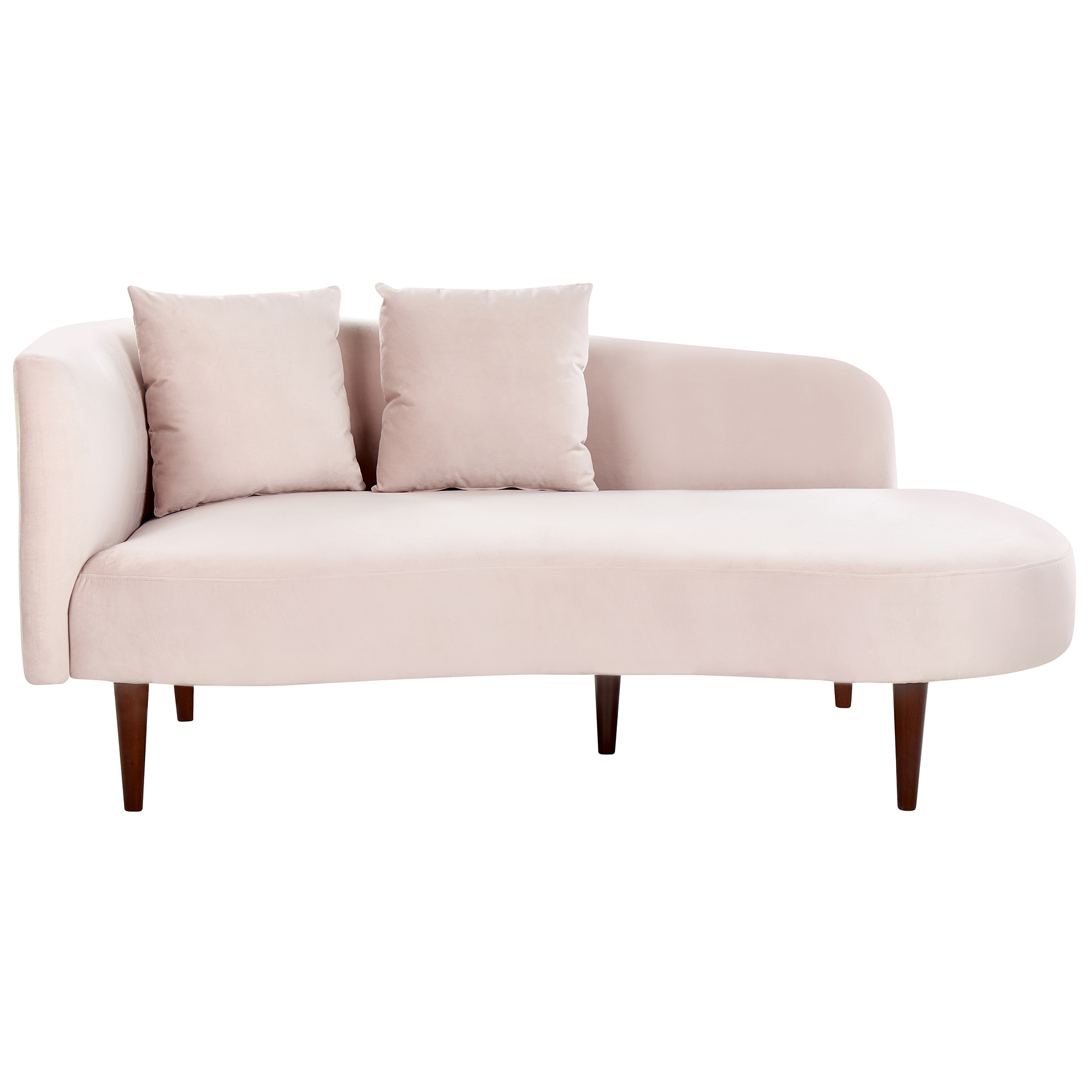 Chaise longue linkszijdig fluweel roze CHAUMONT