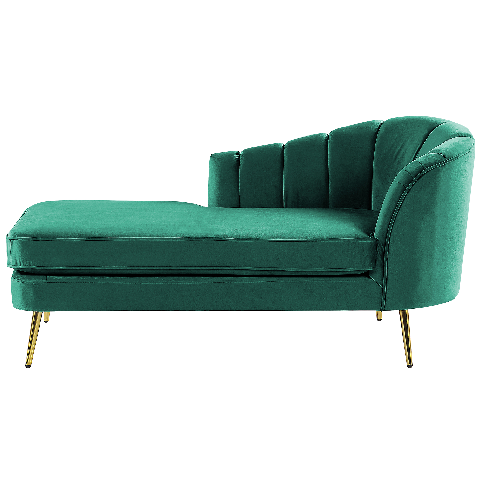 Chaise longue rechtszijdig fluweel smaragdgroen ALLIER