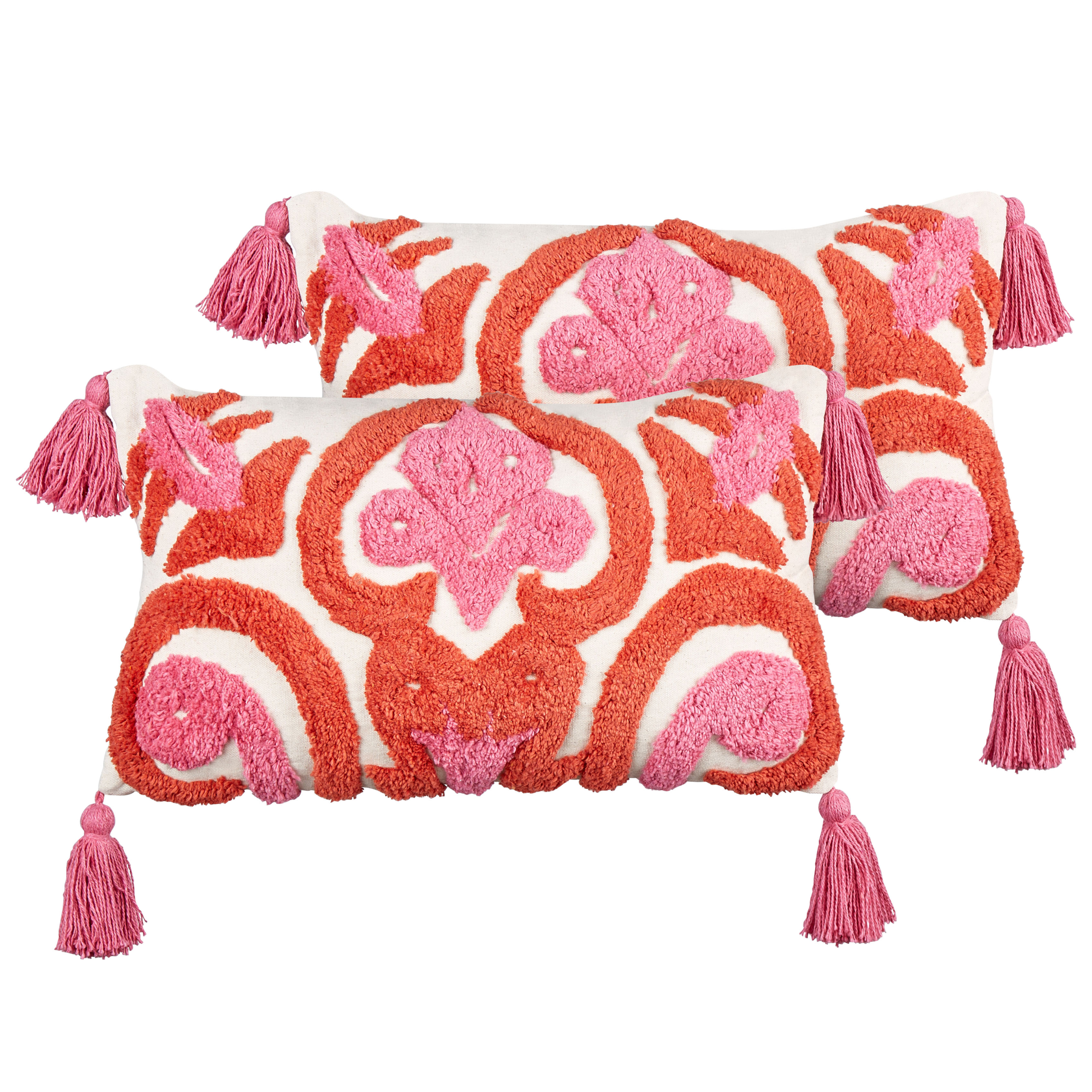 Set van 2 kussens Getuft Katoen Roze FRAKSINUS 30 x 50 cm