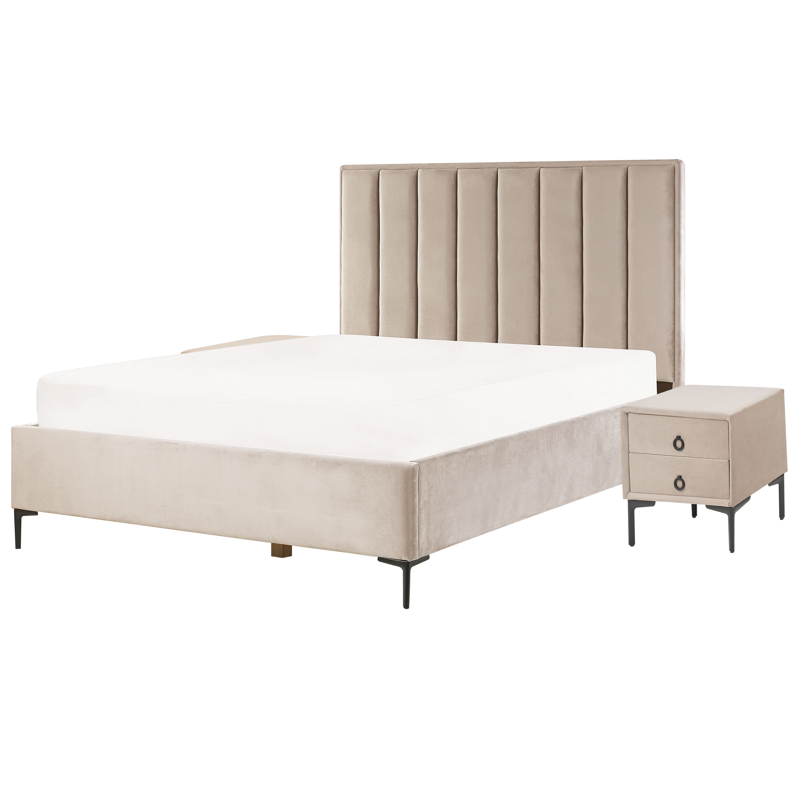 Slaapkamerset fluweel taupe 160 x 200 cm SEZANNE