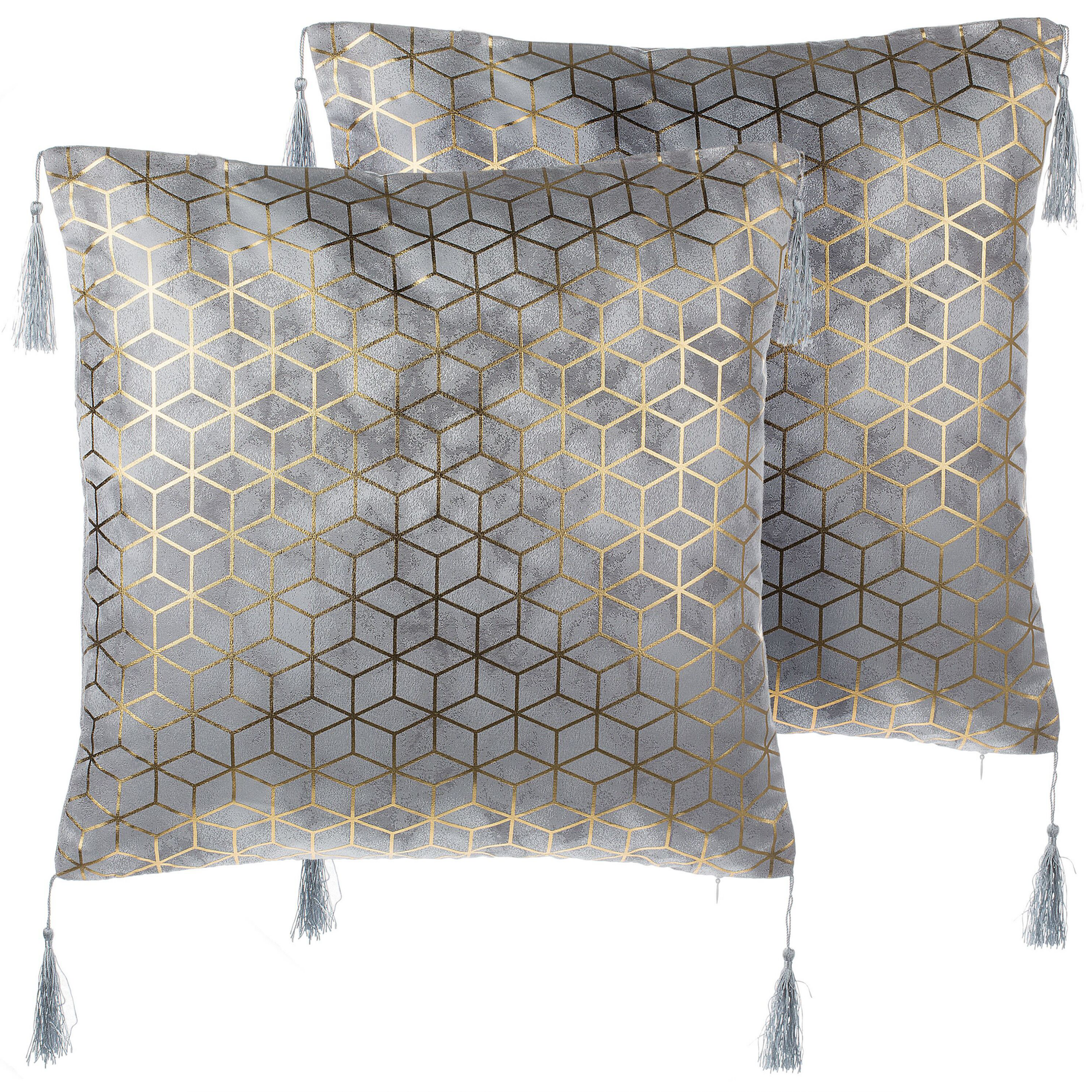 Set van 2 kussens Grijs CAMELLIA 45 x 45 cm