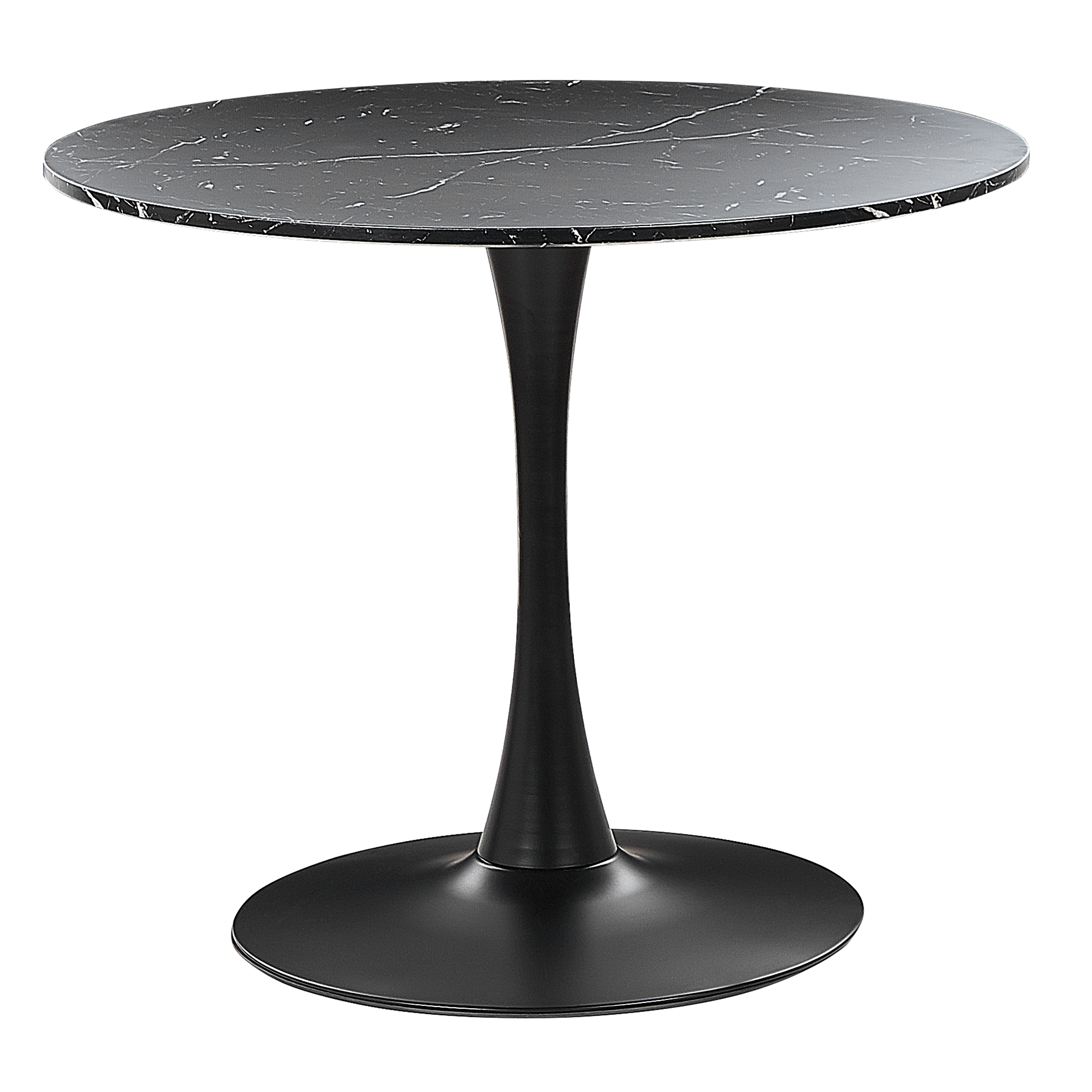 Beliani - Mesa de jantar redonda efeito mármore preto ⌀ 90 cm BOCA