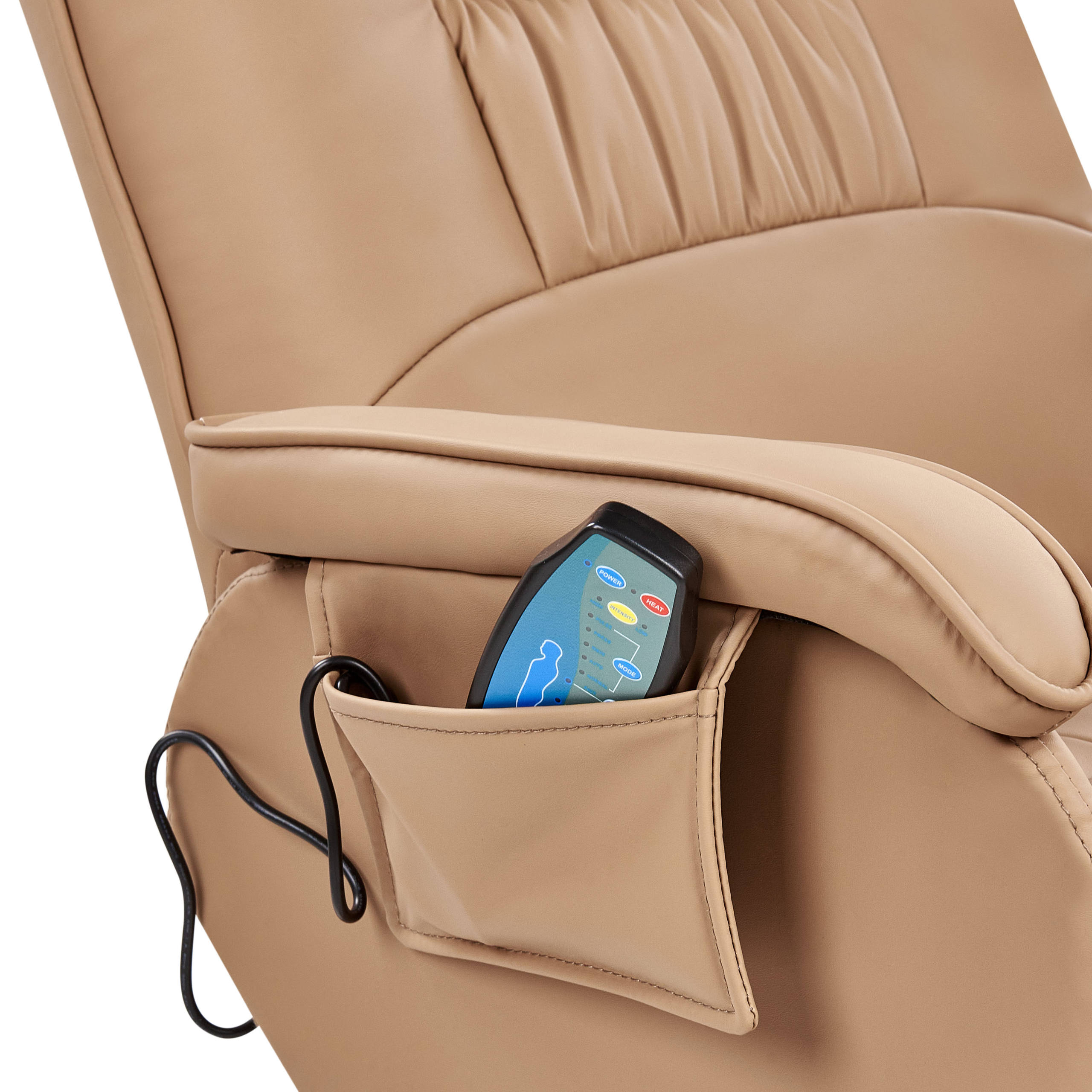 Fotoliu de masaj RELAXPRO cu taburet Piele ecologică Maro deschis [9]