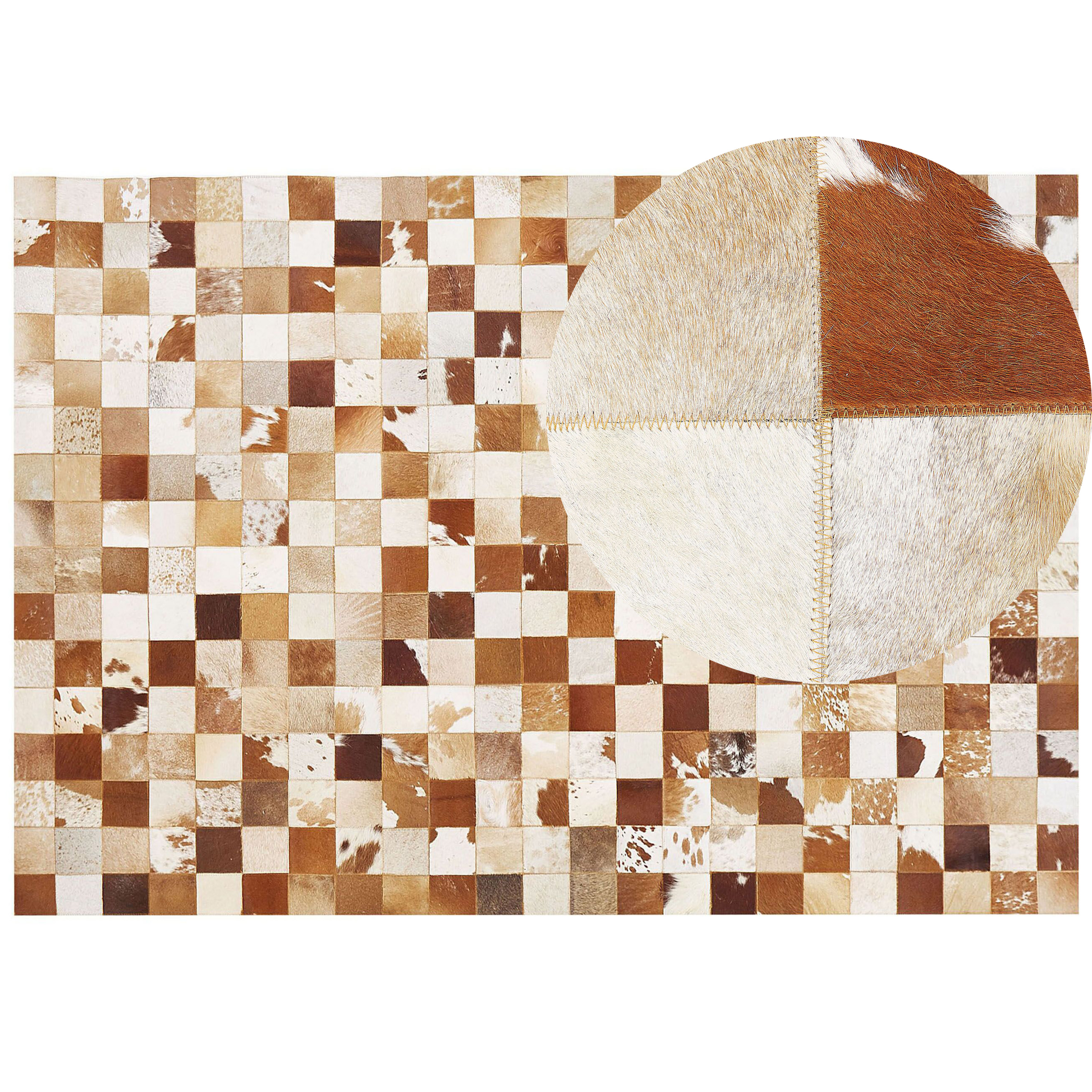 Vloerkleed patchwork bruin/wit 160 x 230 cm CAMILI
