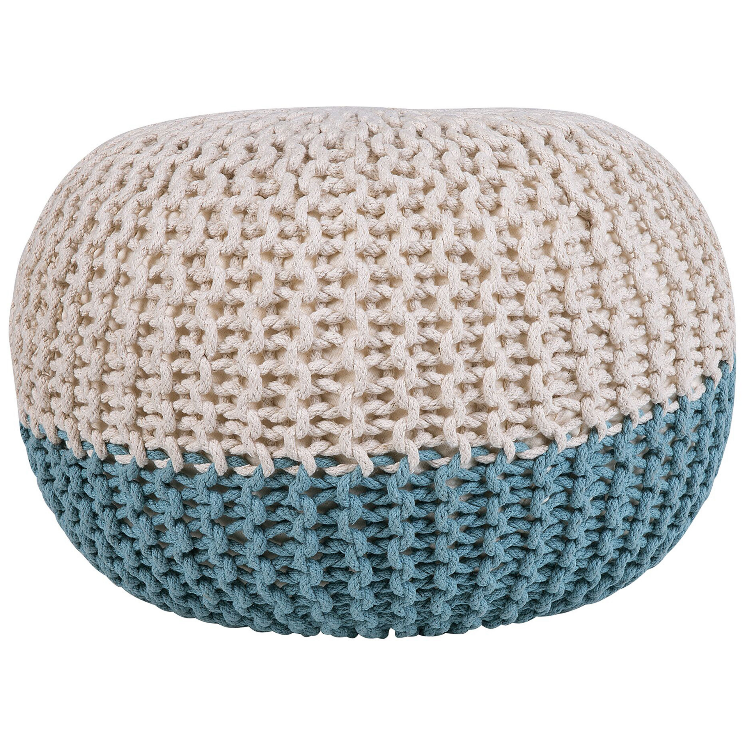 Poef katoen blauw/beige 50 x 35 cm CONRAD