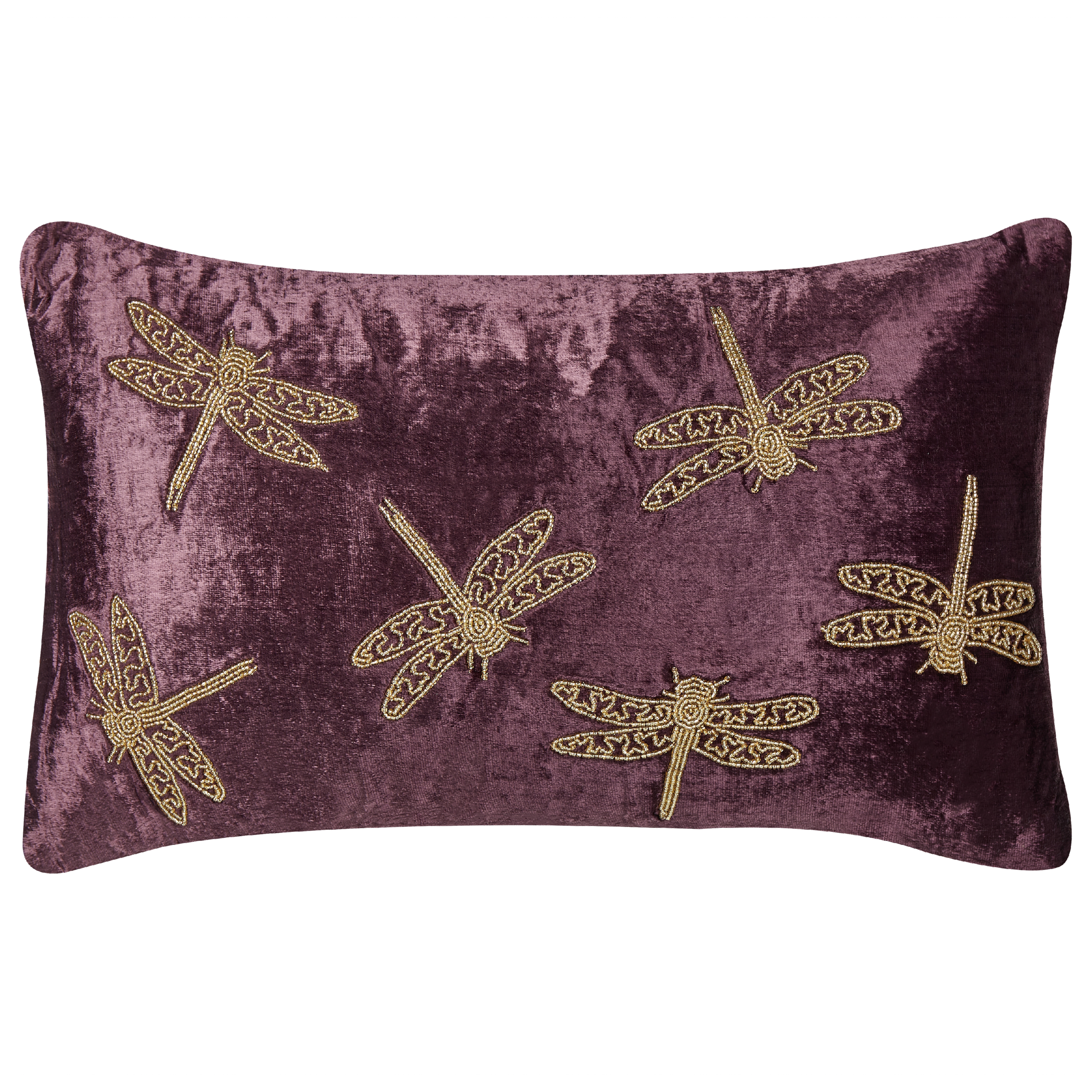 Sierkussen Borduurwerk Fluweel Paars DAYLILY 30 x 50 cm