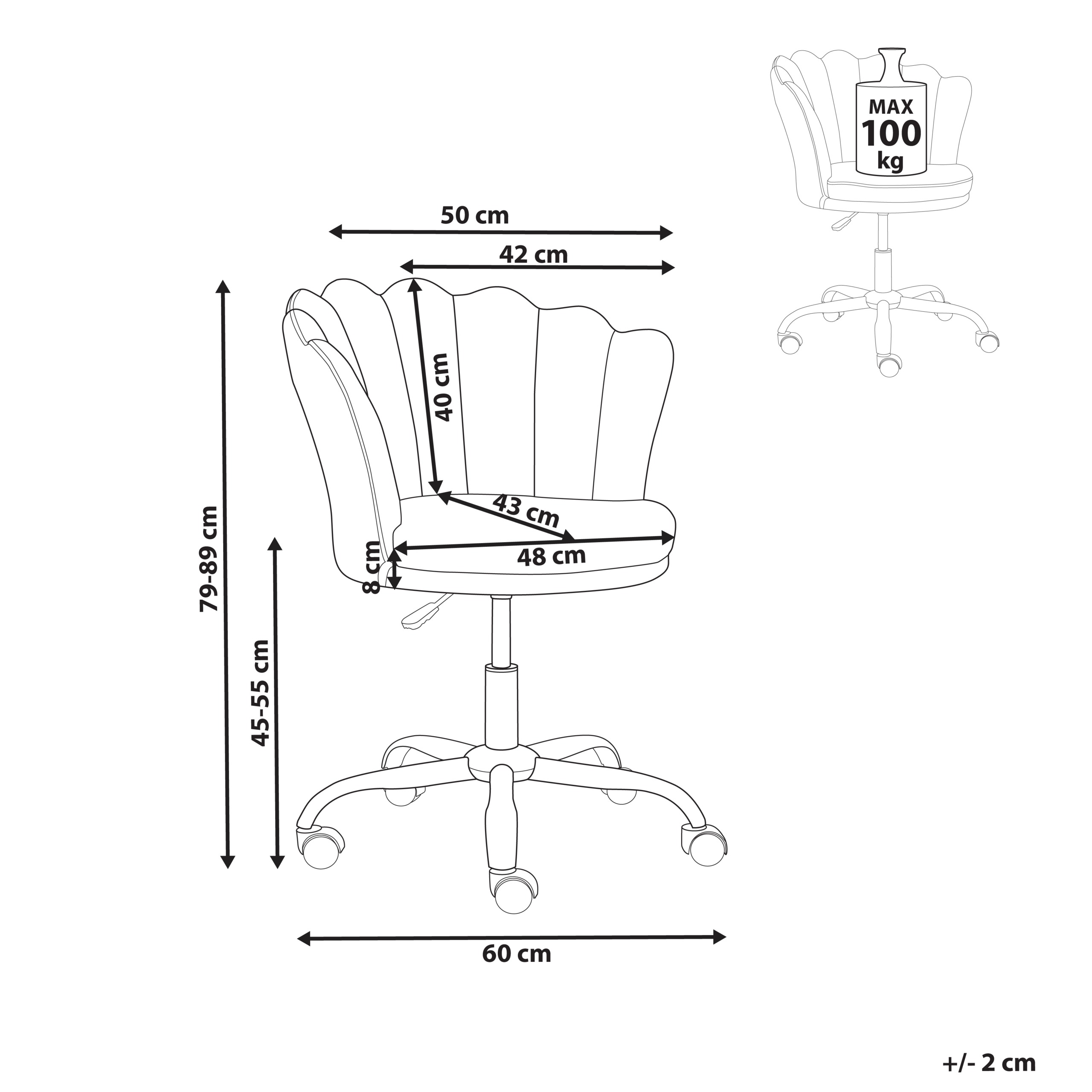 Scaun de birou MONTICELLO Catifea Negru [3]