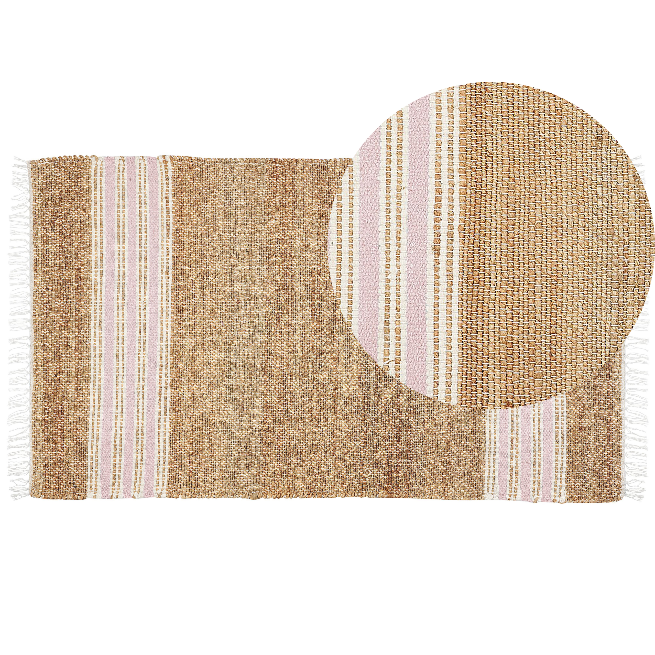 Vloerkleed jute beige/roze 80 x 150 cm MIRZA