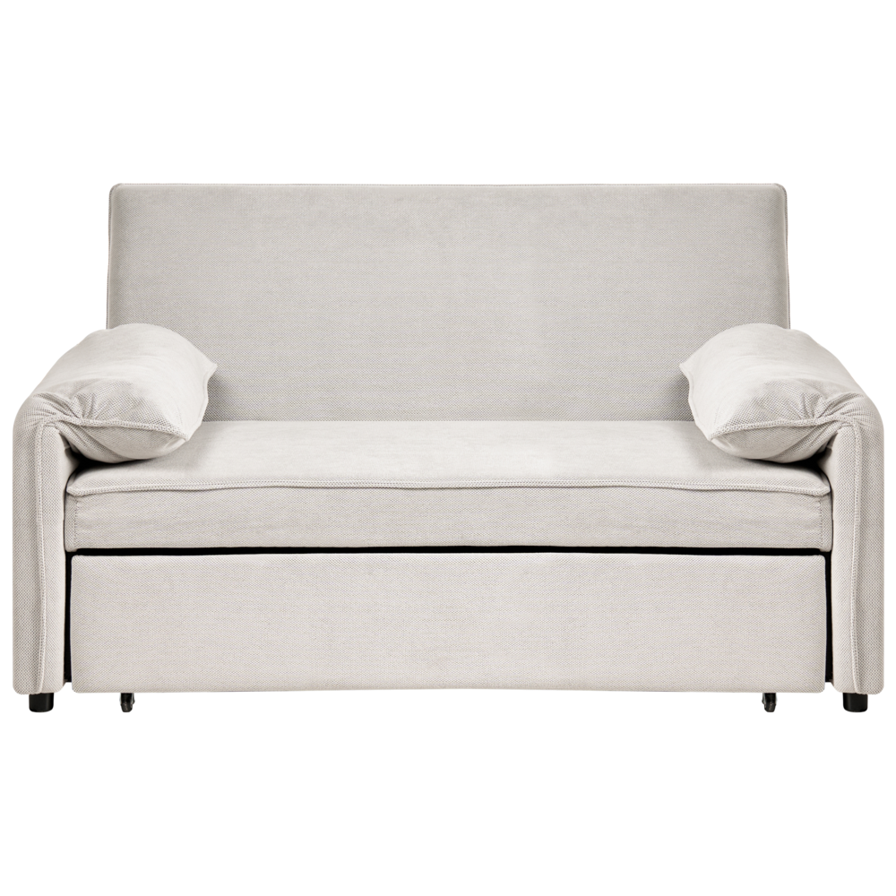 Divano letto in tessuto bianco sporco con funzione letto pieghevole Divano minimalista