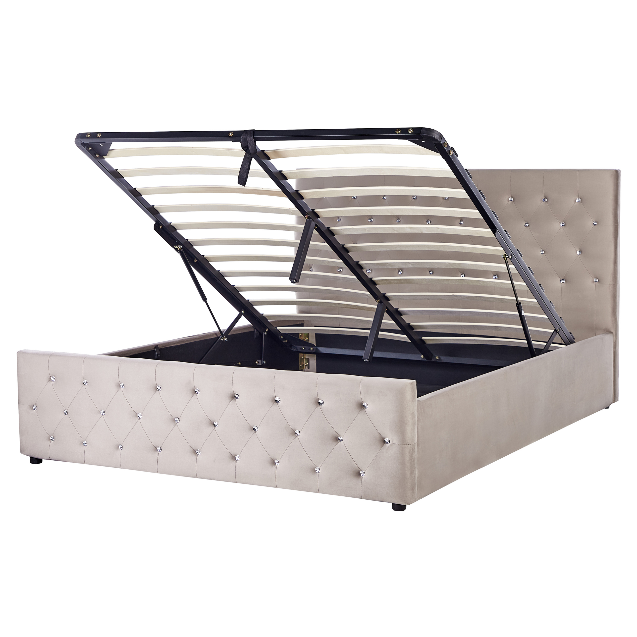 Bed met opbergruimte fluweel taupe 160 x 200 cm AMIENS