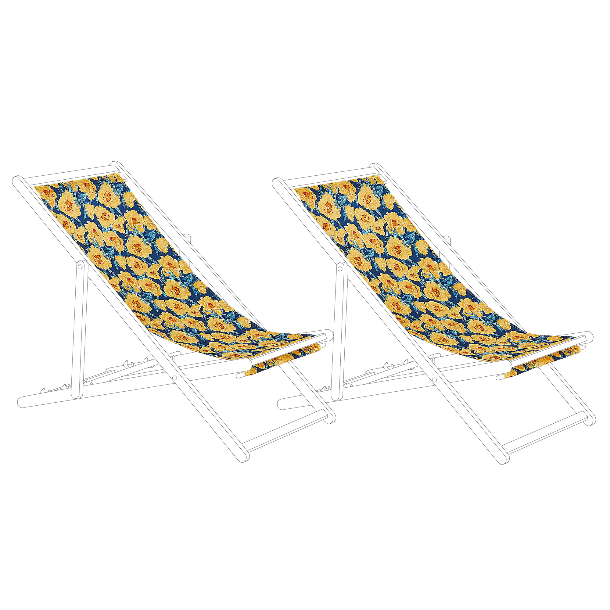Doeken voor ligstoelen set van 2 bloemenmotief geel ANZIO/AVELLINO