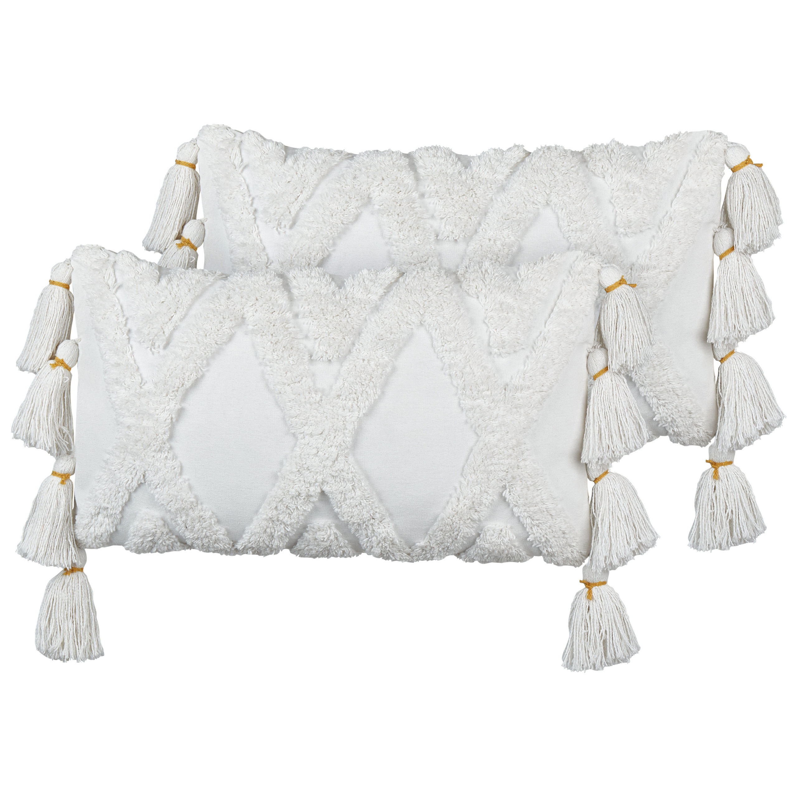 Set van 2 kussens Getuft Katoen Wit DAUR 30 x 50 cm
