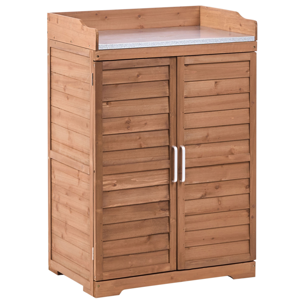 Banco da giardinaggio Legno di abete marrone scuro Mobili da esterno Resistente alle intemperie Dimensioni compatte