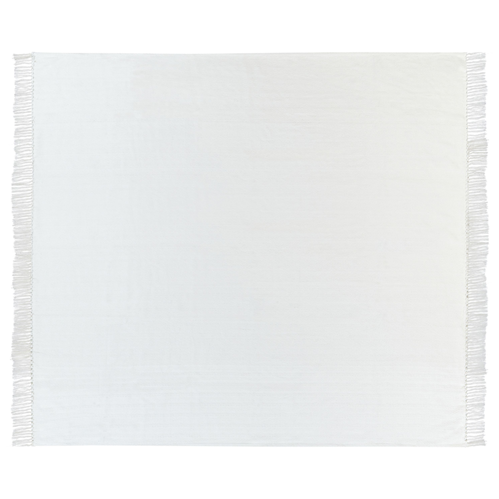 Image of Coperta in cotone bianco 200 x 220 cm decorativa con frange a motivo Chevron Camera da letto Soggiorno