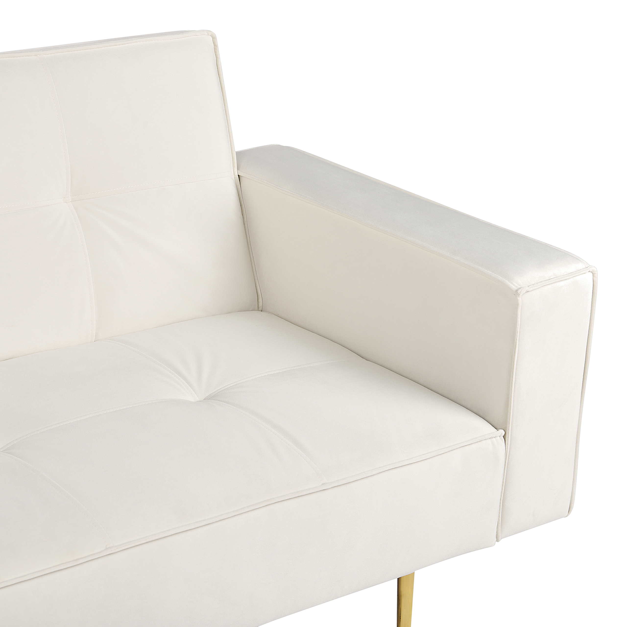 imagem de Sofá-cama em veludo branco-creme VISNES8