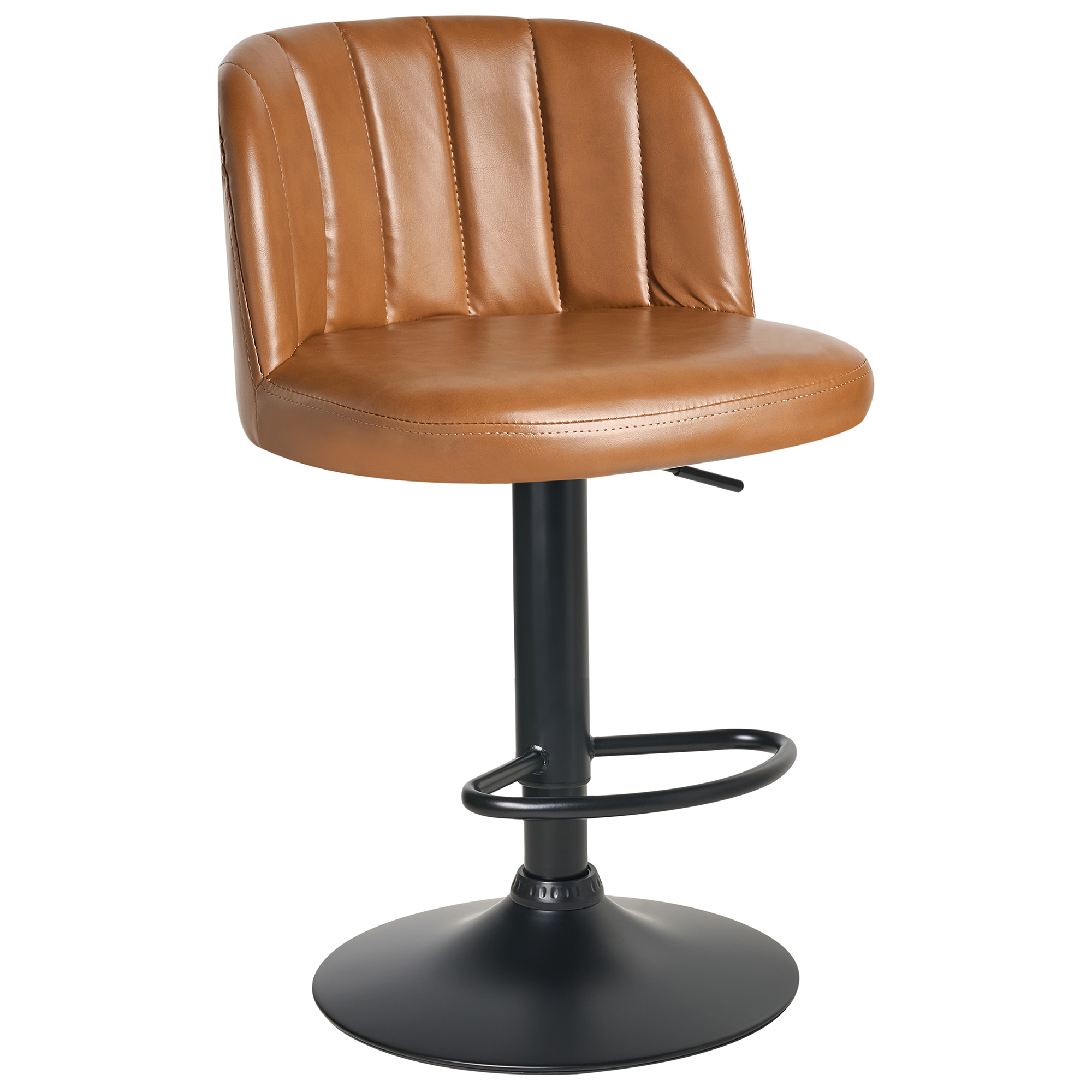 Set of 2 bar stools VLORE Eco-leather Swivel Brown [5]