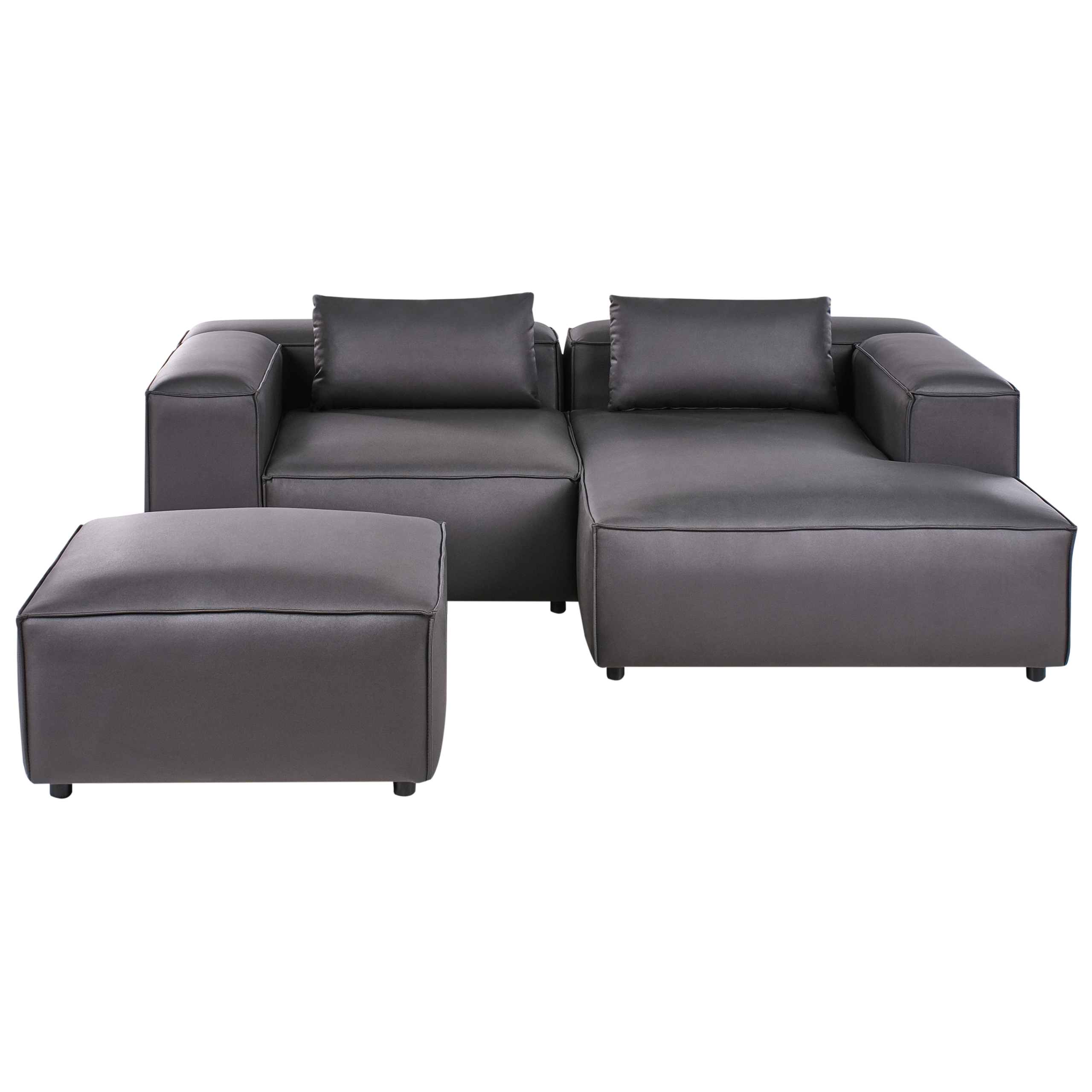 Beliani Divano angolare sinistro con pouf en Ecopelle vegana