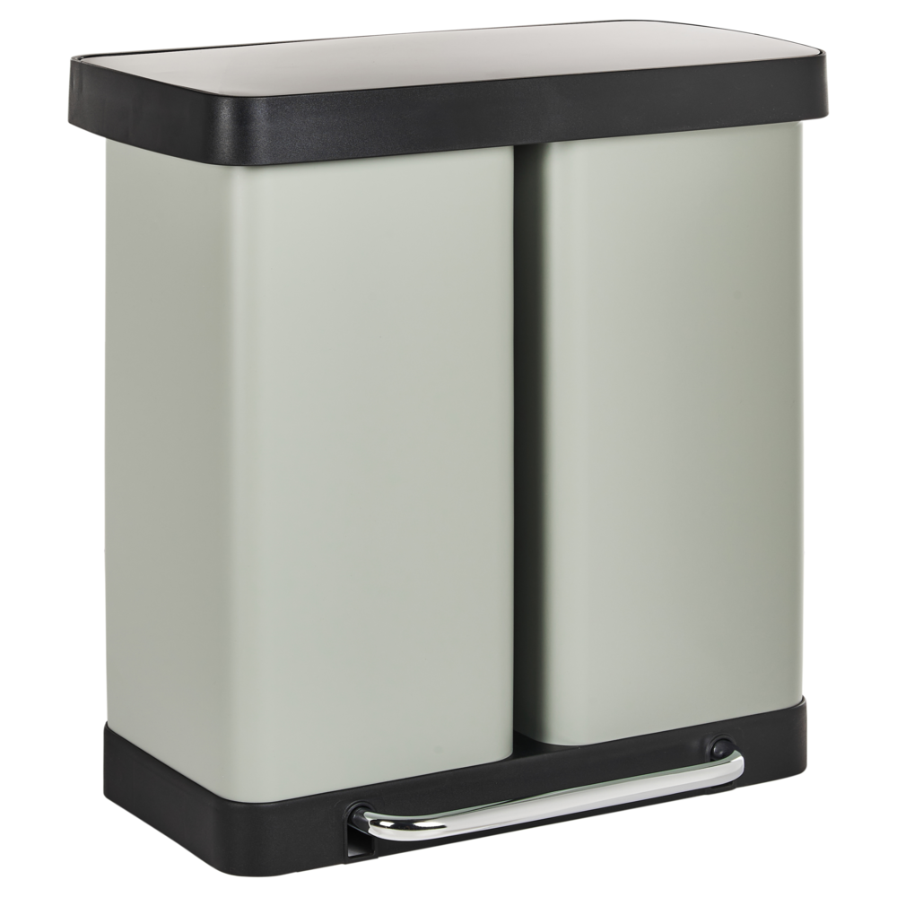 Cestino doppio con pedale e coperchio metallo Materiale sintetico Verde Chiaro Cucina moderna Riciclabile