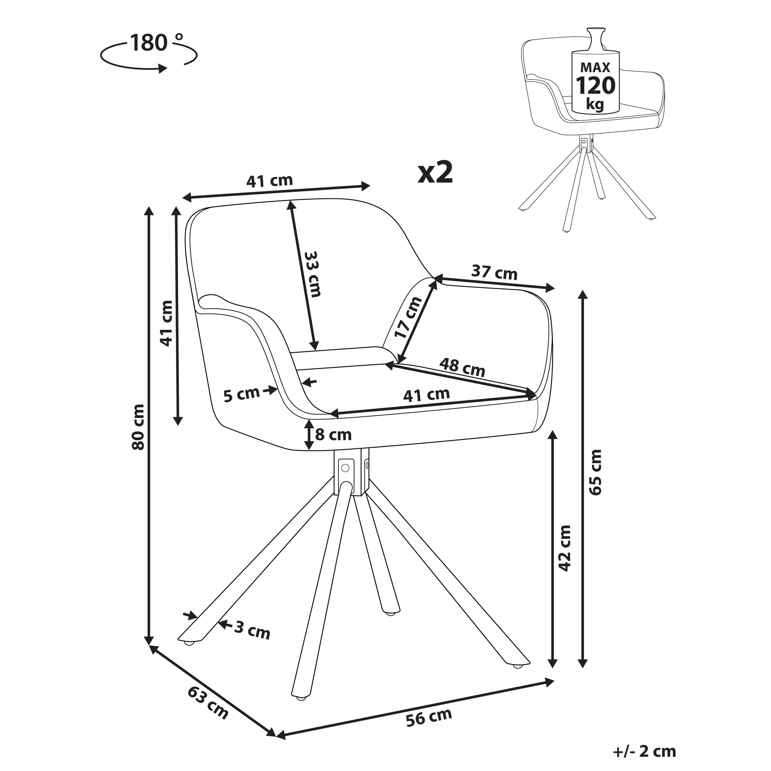 Set de 2 scaune dining Pivotant LOURES Verde închis [3]