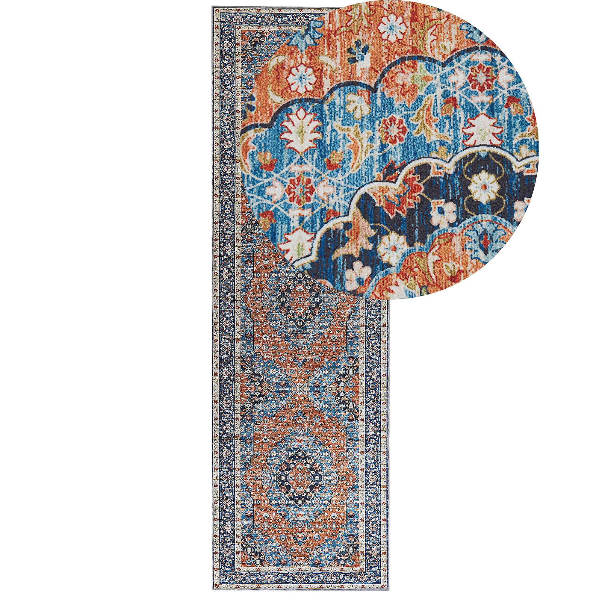 Vloerkleed blauw en oranje 60 x 200 cm MIDALAM