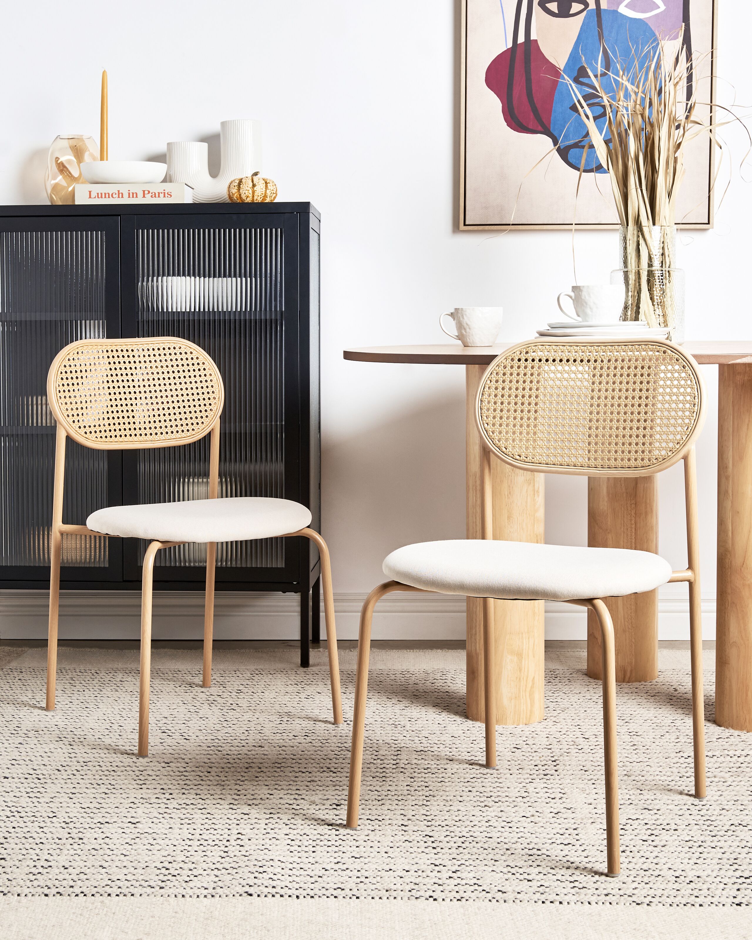 Scaun dining - Set of 2 dining chairs ADAVER Metal Light brown